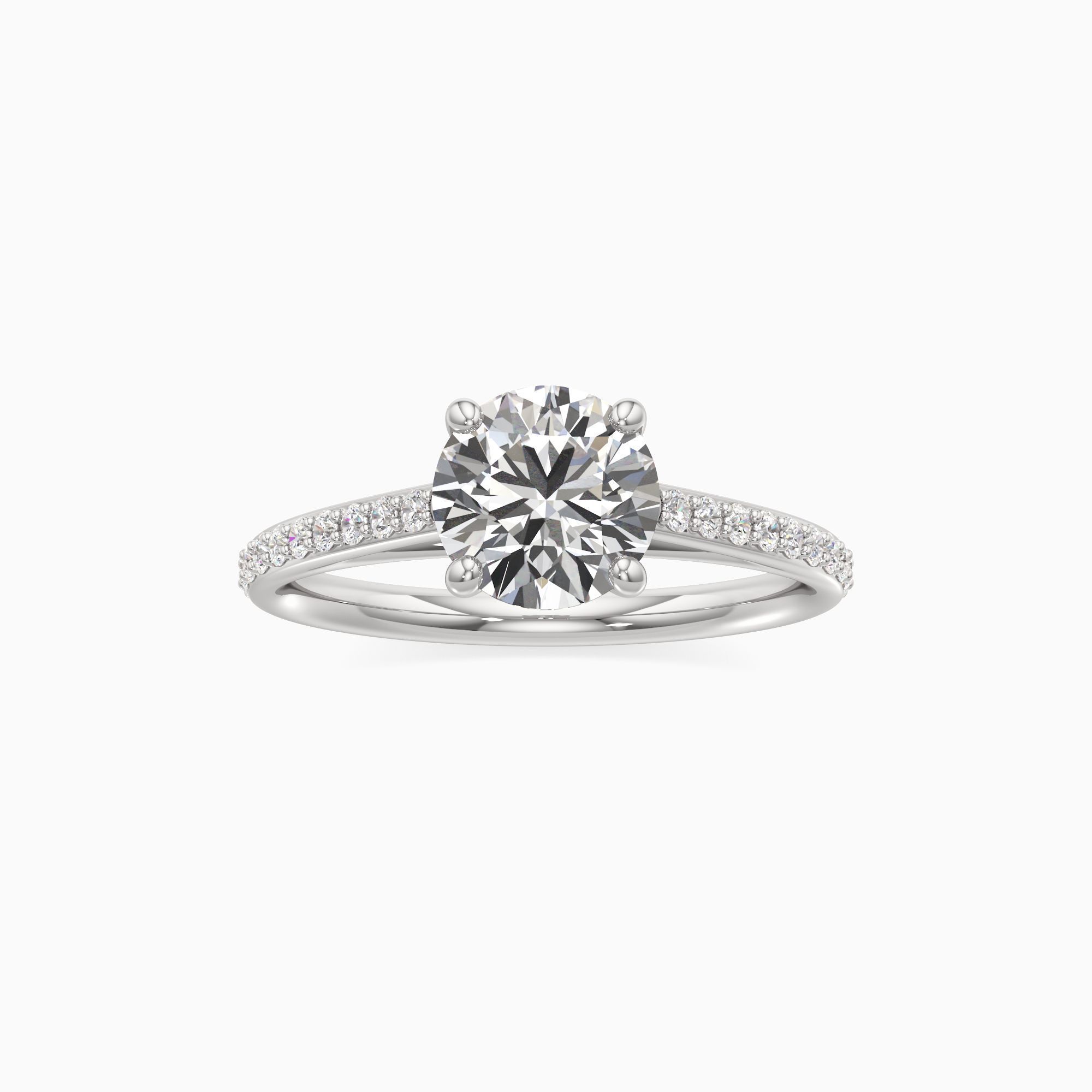 Carmen Cathedral Lab Grown Diamond Round Engagement Ring - Through Finger view – Image 3 of 4