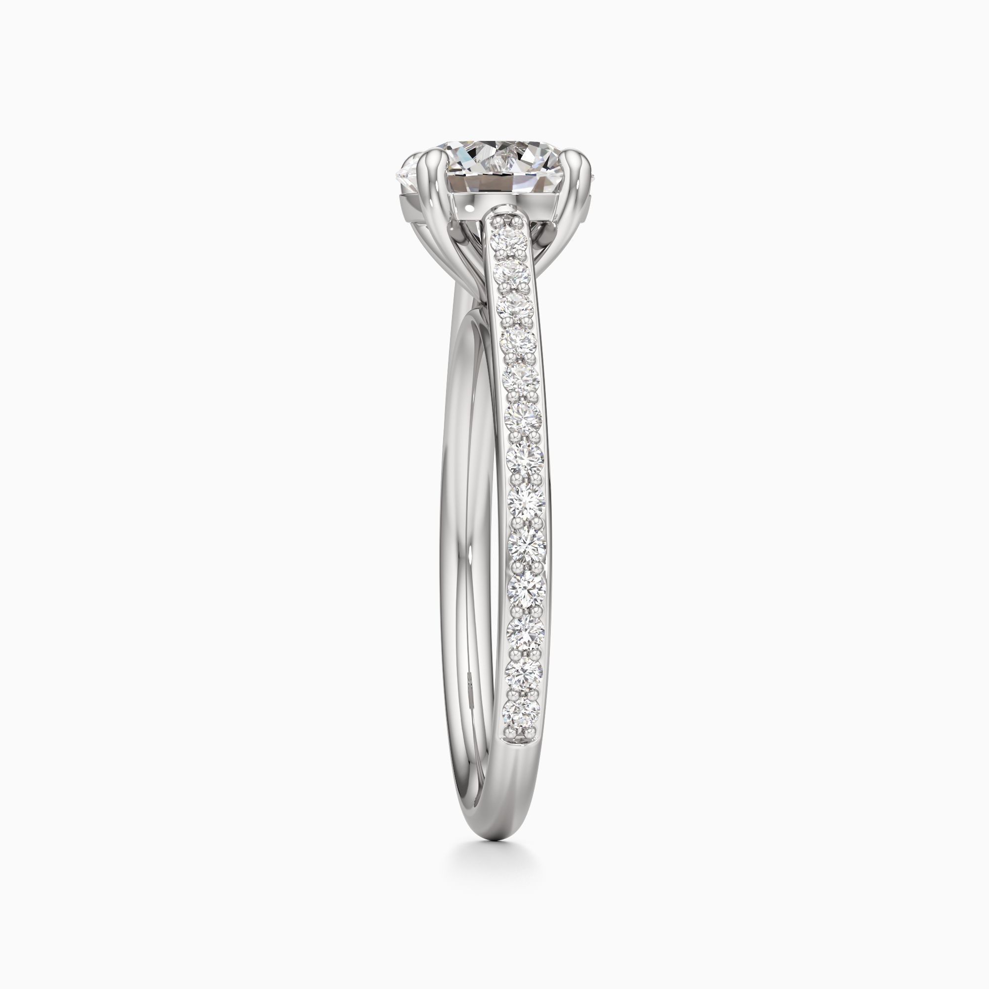 Carmen Cathedral Lab Grown Diamond Round Engagement Ring - Side view – Image 4 of 4