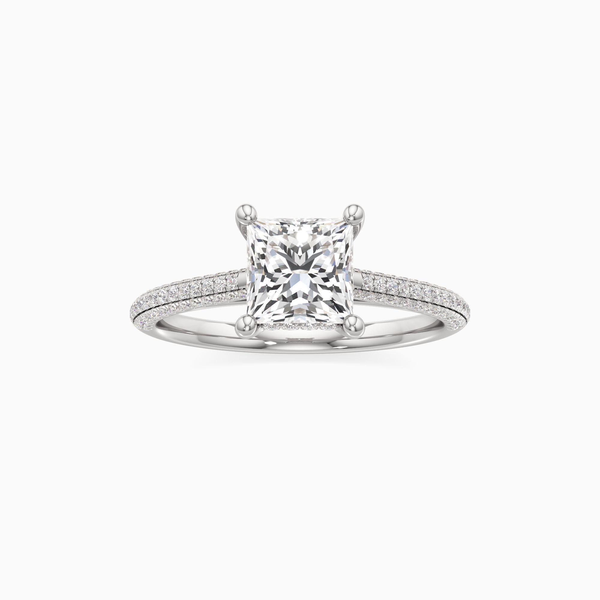 Carmen Cathedral Lab Grown Diamond Princess-Cut Engagement Ring - Through Finger view – Image 3 of 4