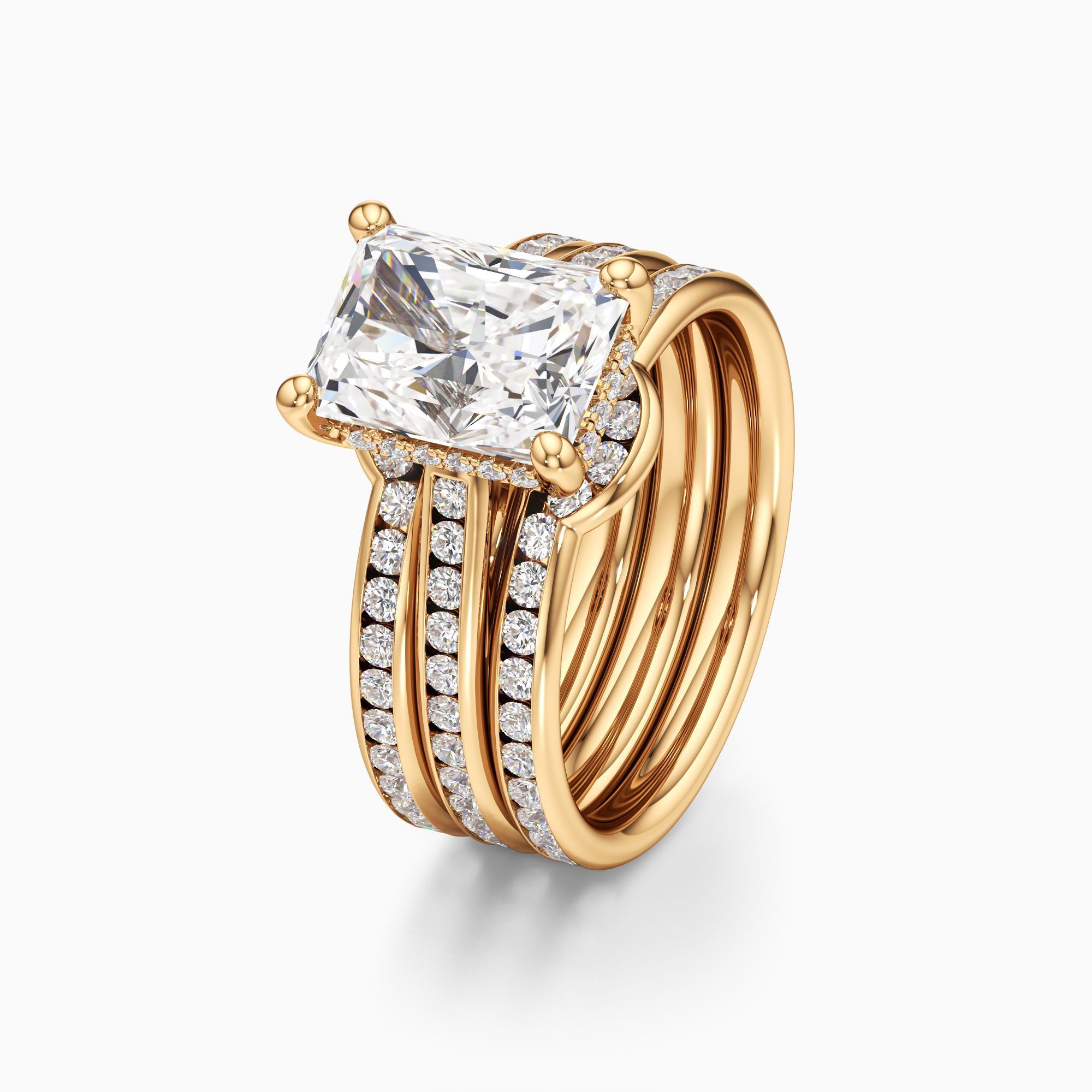 Carmen Cathedral Lab Grown Diamond Radiant-Cut Engagement Ring with Wedding Bands - Primary view – Image 1 of 4