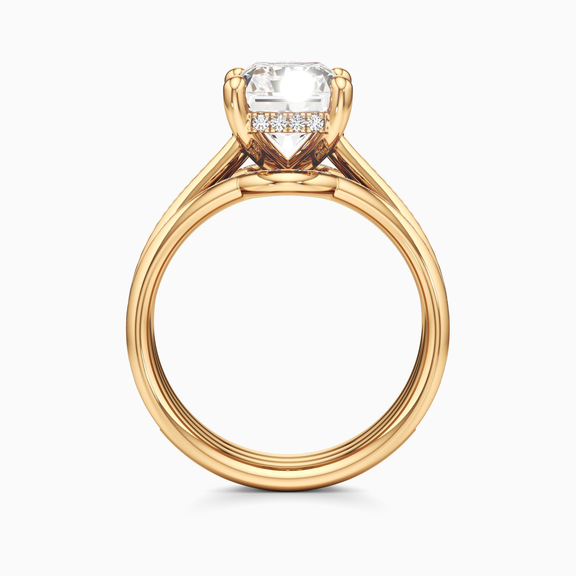 Carmen Cathedral Lab Grown Diamond Radiant-Cut Engagement Ring with Wedding Bands - Top view – Image 2 of 4