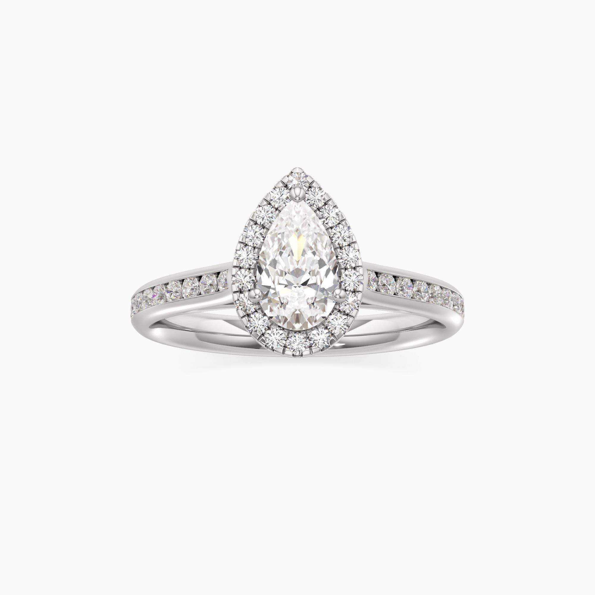 Carmen Cathedral Natural Diamond Pear-Shaped Engagement Ring - Through Finger view – Image 3 of 4