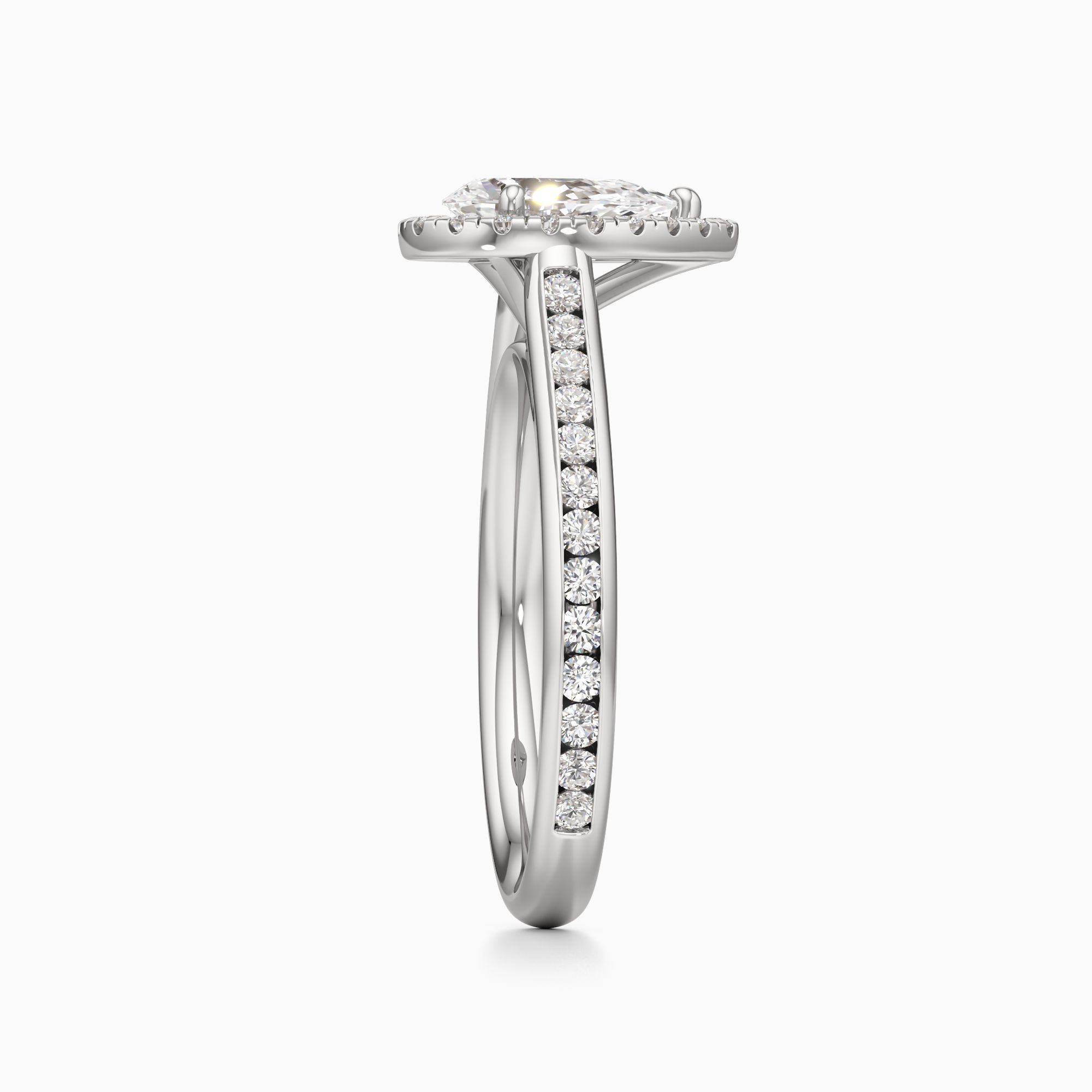 Carmen Cathedral Natural Diamond Pear-Shaped Engagement Ring - Side view – Image 4 of 4