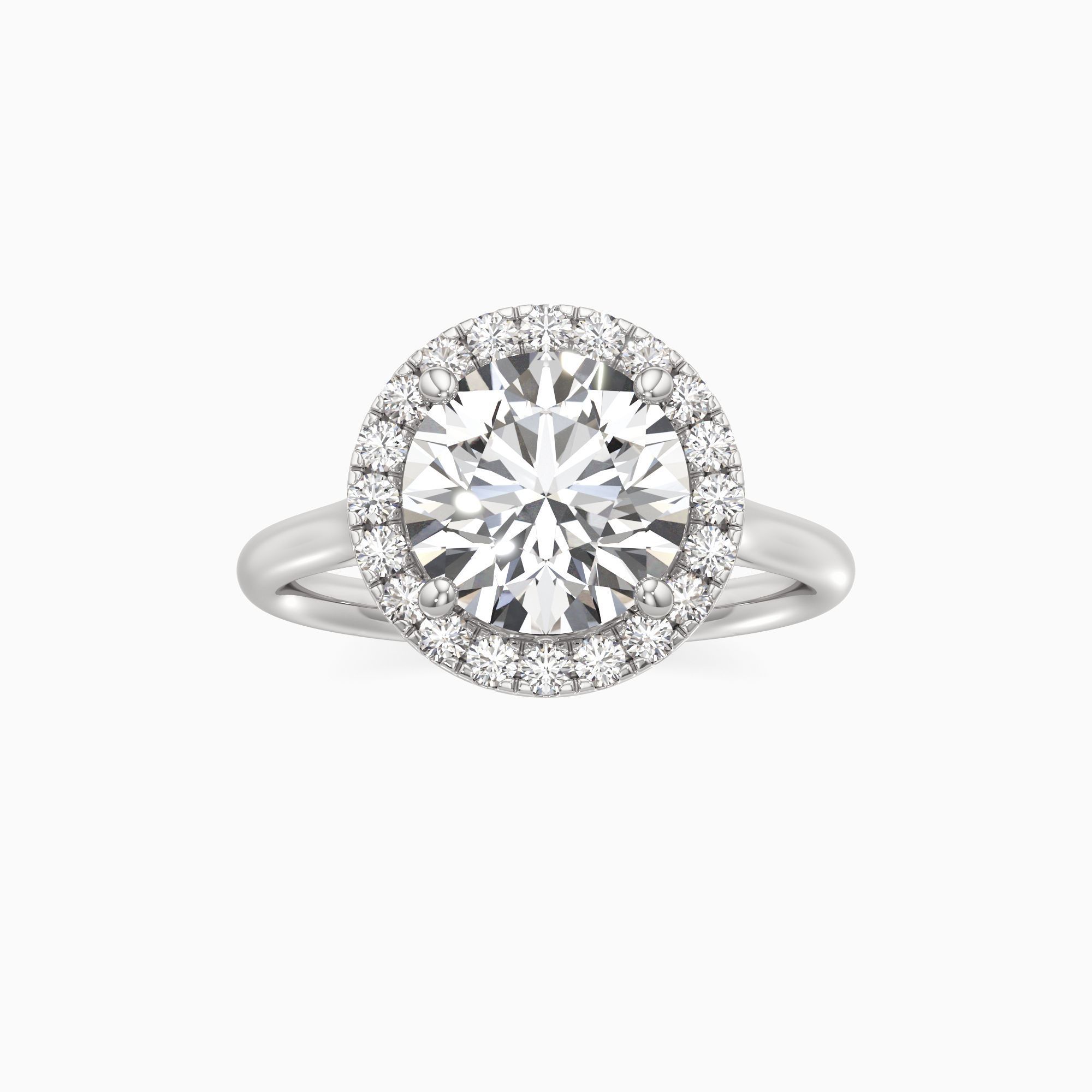 Carmen Cathedral Natural Diamond Round Engagement Ring - Through Finger view – Image 3 of 4