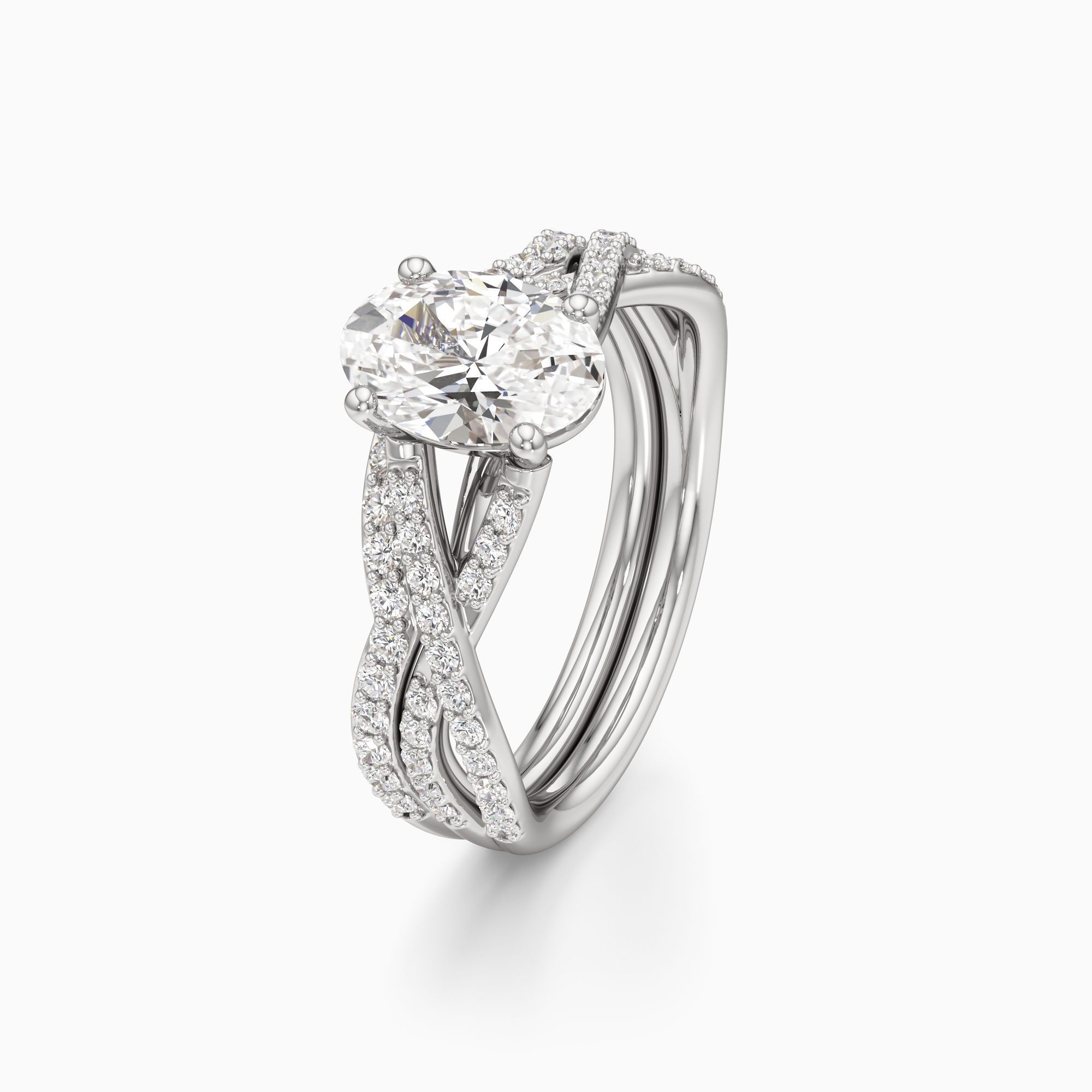 Delia Twist Lab Grown Diamond Oval Engagement Ring with Wedding Band - Primary view – Image 1 of 4