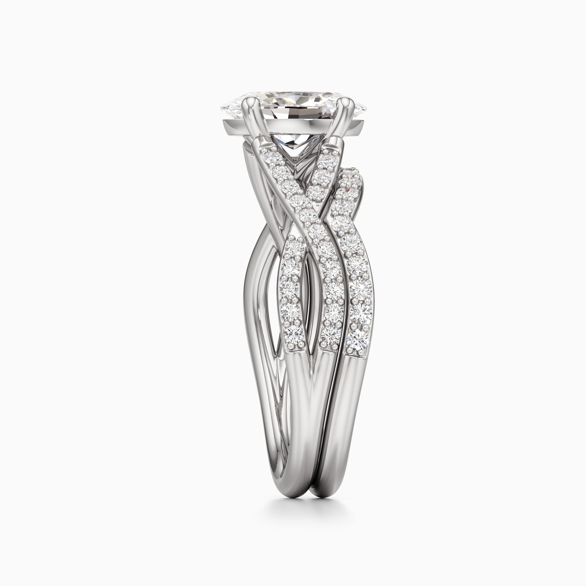 Delia Twist Lab Grown Diamond Oval Engagement Ring with Wedding Band - Side view – Image 4 of 4