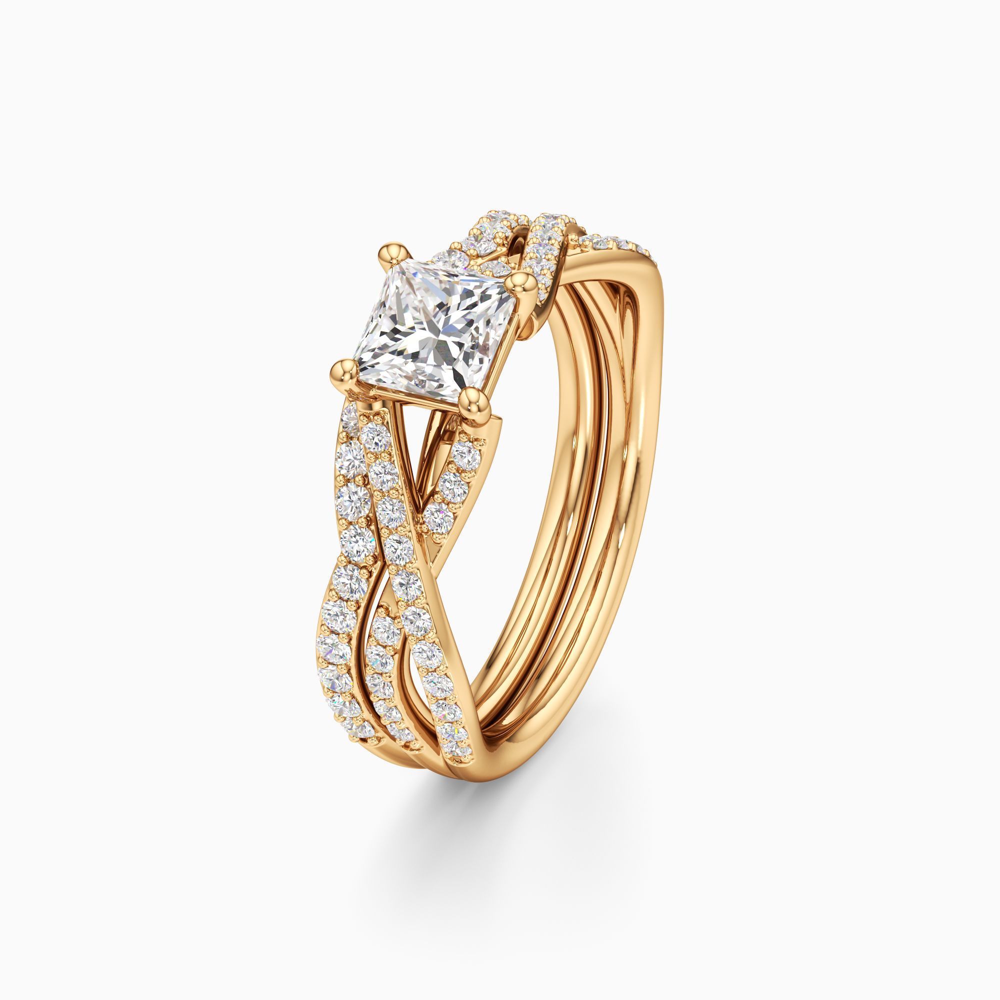 Delia Twist Lab Grown Diamond Princess-Cut Engagement Ring with Wedding Band - Primary view – Image 1 of 4