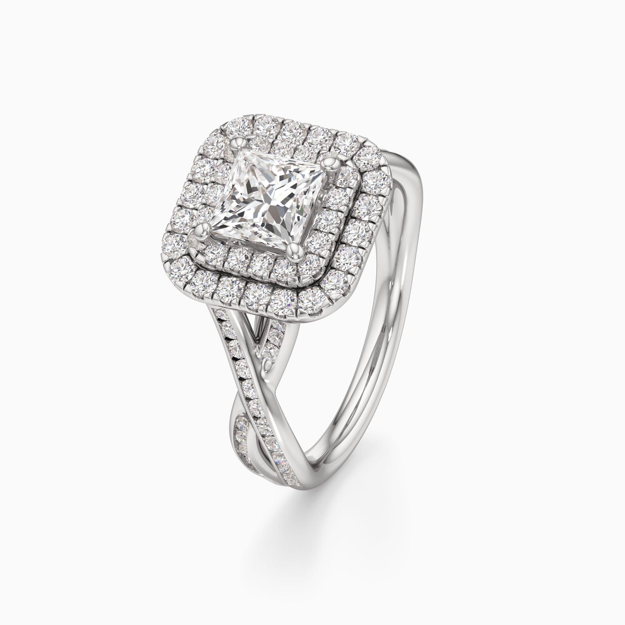 Delia Twist Natural Diamond Princess-Cut Engagement Ring - Primary view – Image 1 of 4