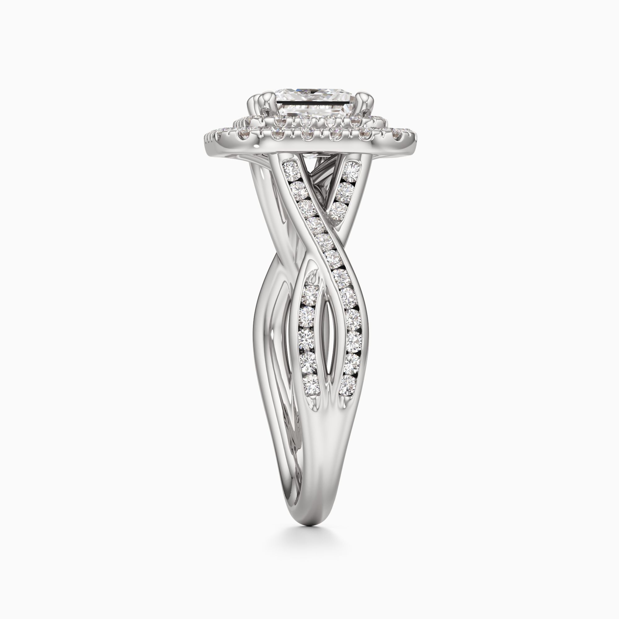 Delia Twist Natural Diamond Princess-Cut Engagement Ring - Side view – Image 4 of 4