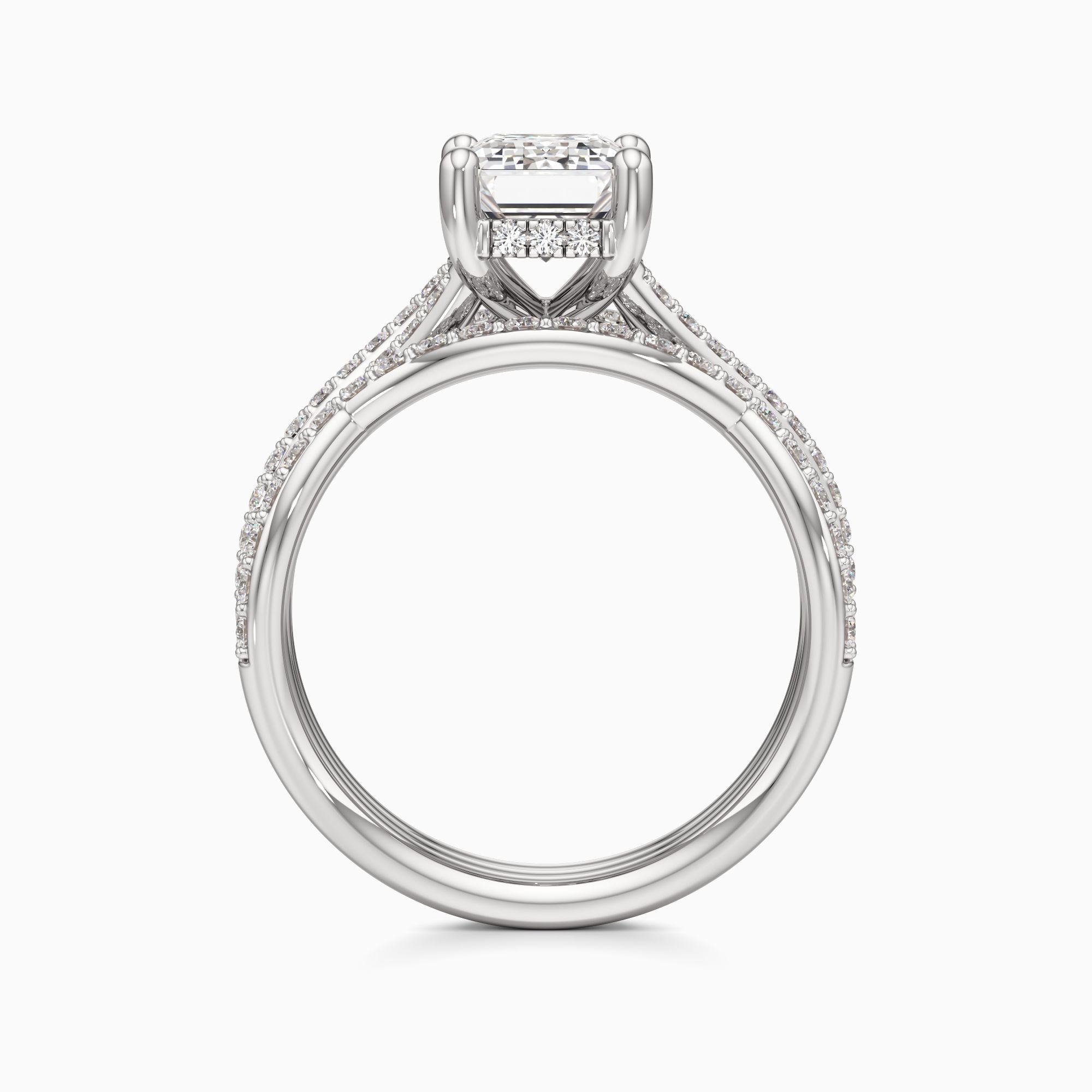 Delia Twist Lab Grown Diamond Emerald-Cut Engagement Ring with Wedding Bands - Top view – Image 2 of 4