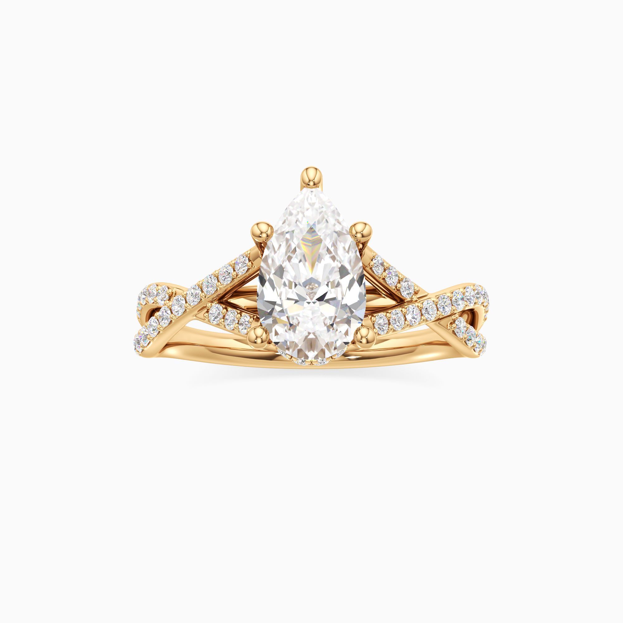 Delia Twist Lab Grown Diamond Pear-Shaped Engagement Ring - Through Finger view – Image 3 of 4