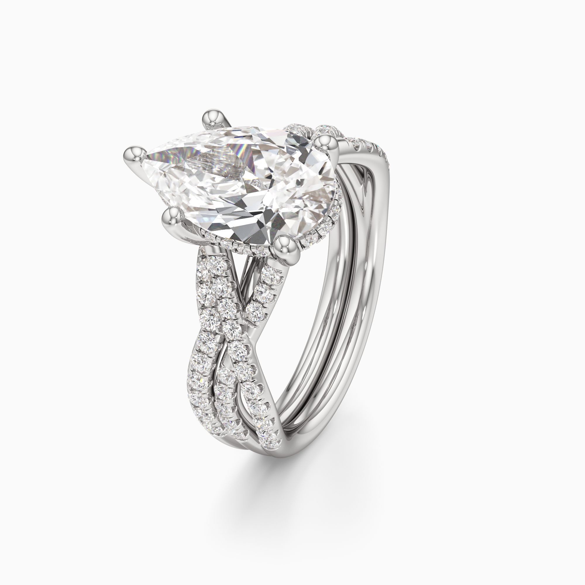 Delia Twist Lab Grown Diamond Pear-Shaped Engagement Ring with Wedding Band - Primary view – Image 1 of 4