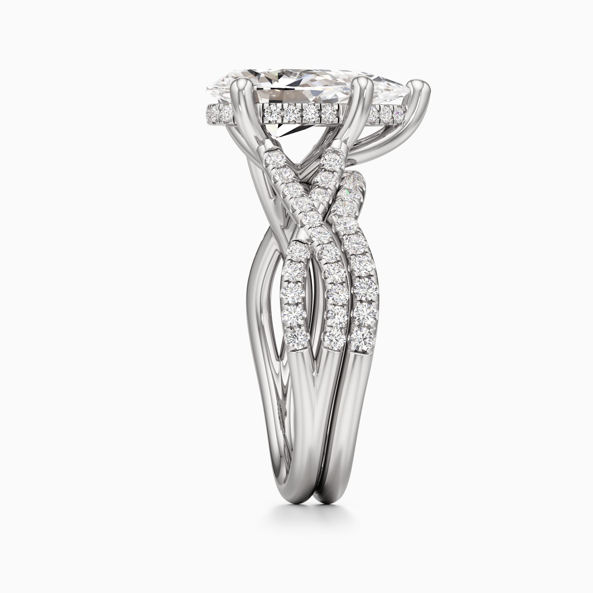 Delia Twist Lab Grown Diamond Pear-Shaped Engagement Ring with Wedding Band - Side view – Image 4 of 4