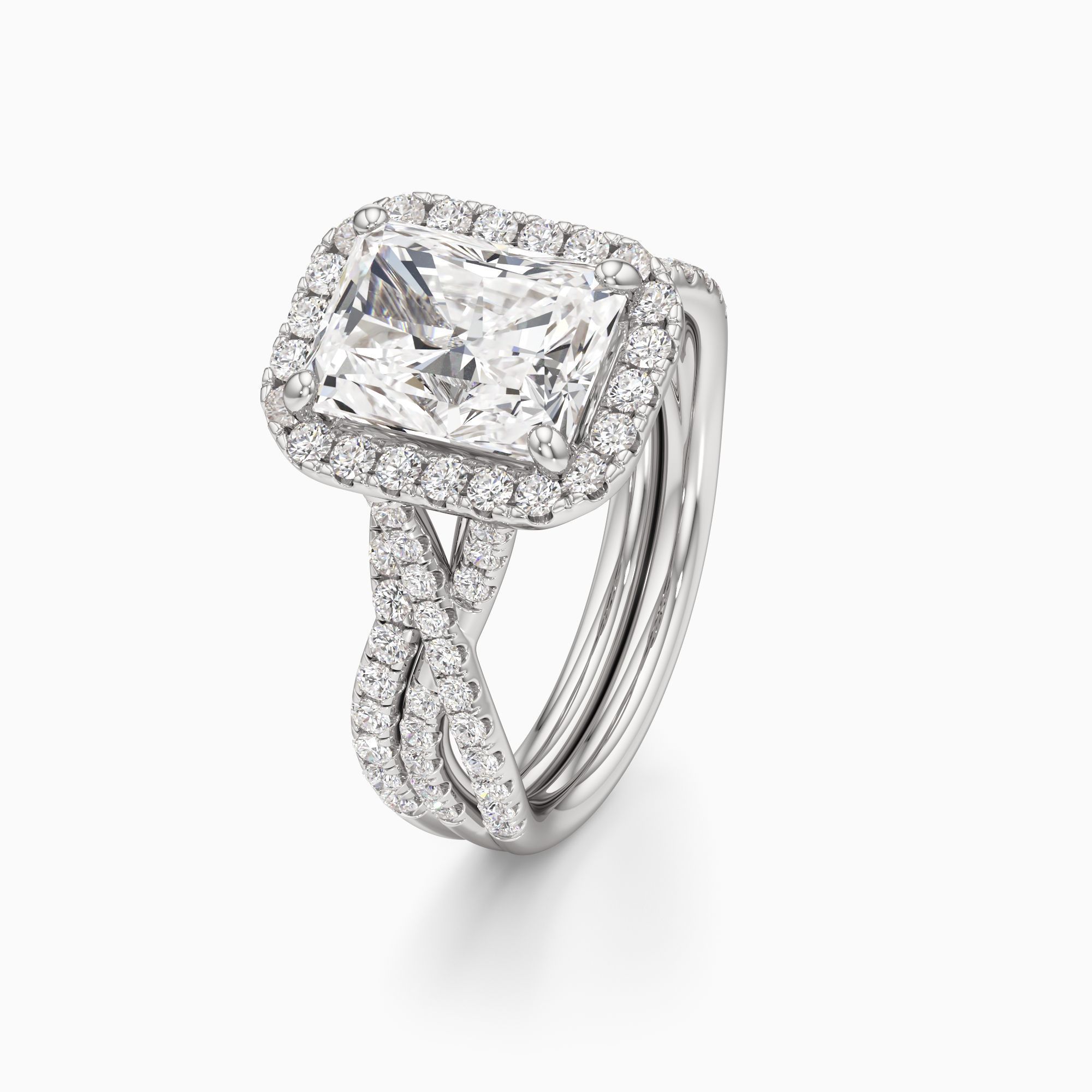 Delia Twist Lab Grown Diamond Radiant-Cut Engagement Ring with Wedding Band - Primary view – Image 1 of 4