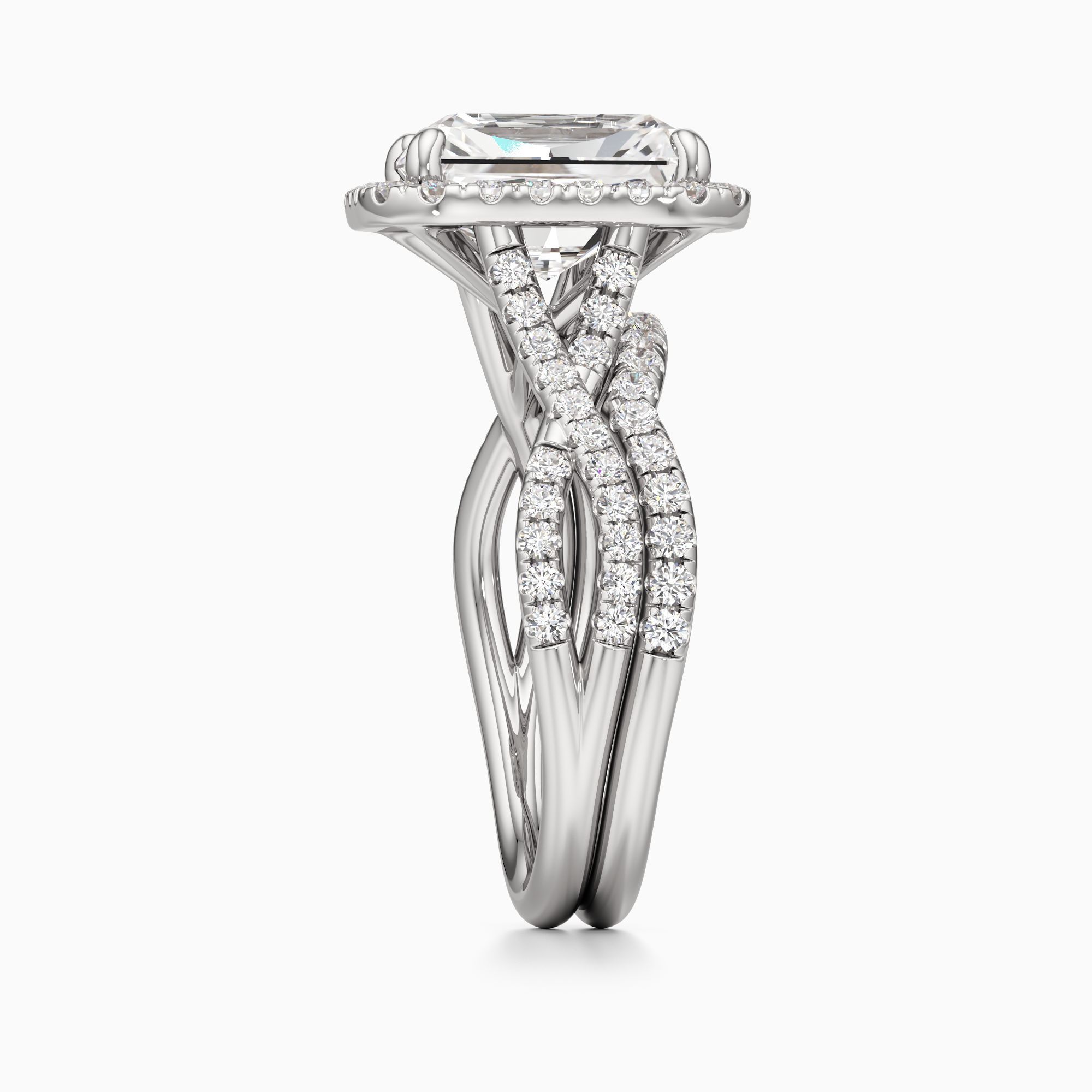 Delia Twist Lab Grown Diamond Radiant-Cut Engagement Ring with Wedding Band - Side view – Image 4 of 4