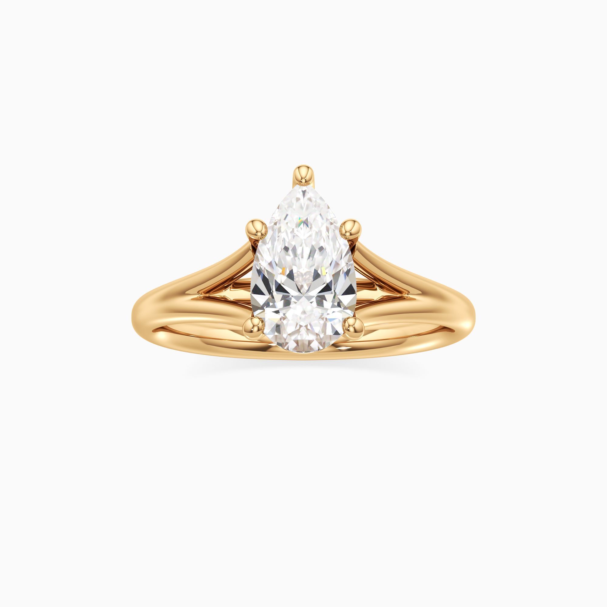 Emma Split Lab Grown Diamond Pear-Shaped Engagement Ring - Through Finger view – Image 3 of 4