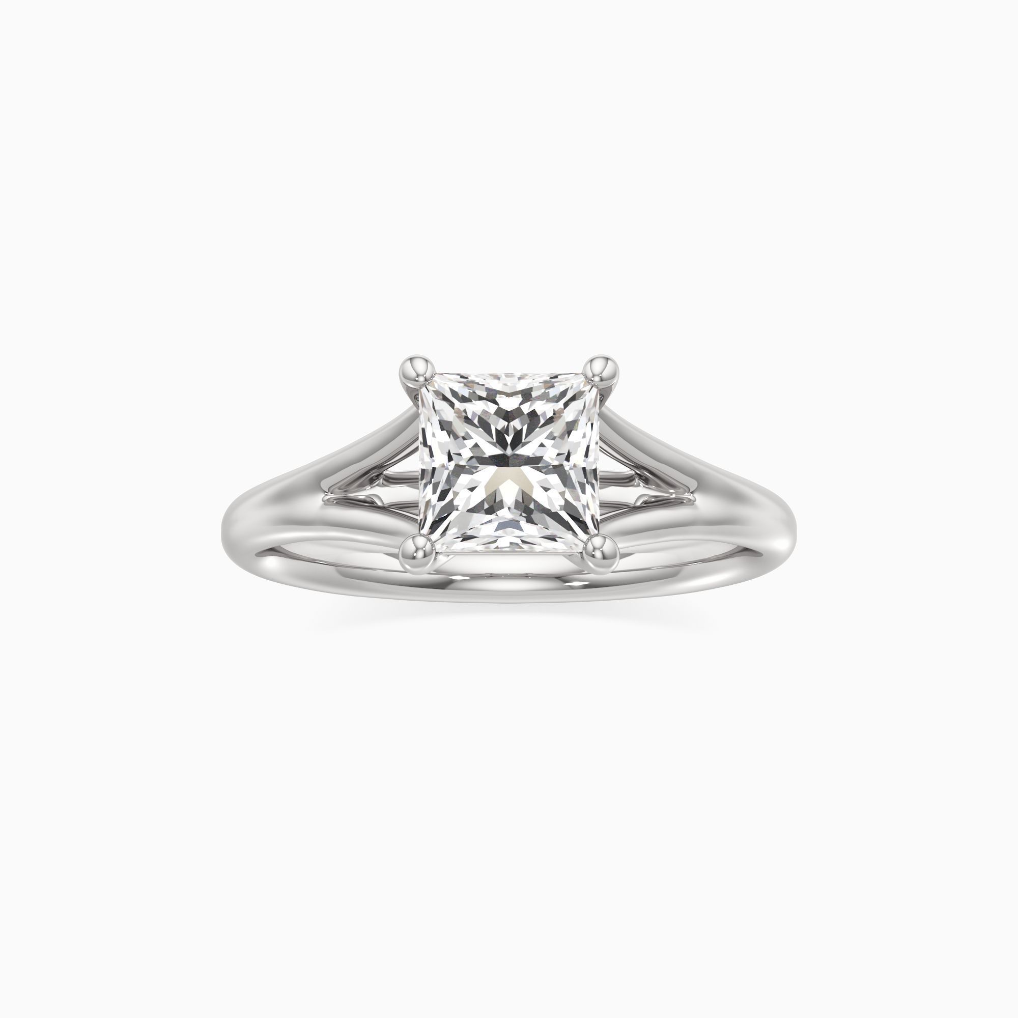 Emma Split Natural Diamond Princess-Cut Engagement Ring - Through Finger view – Image 3 of 4