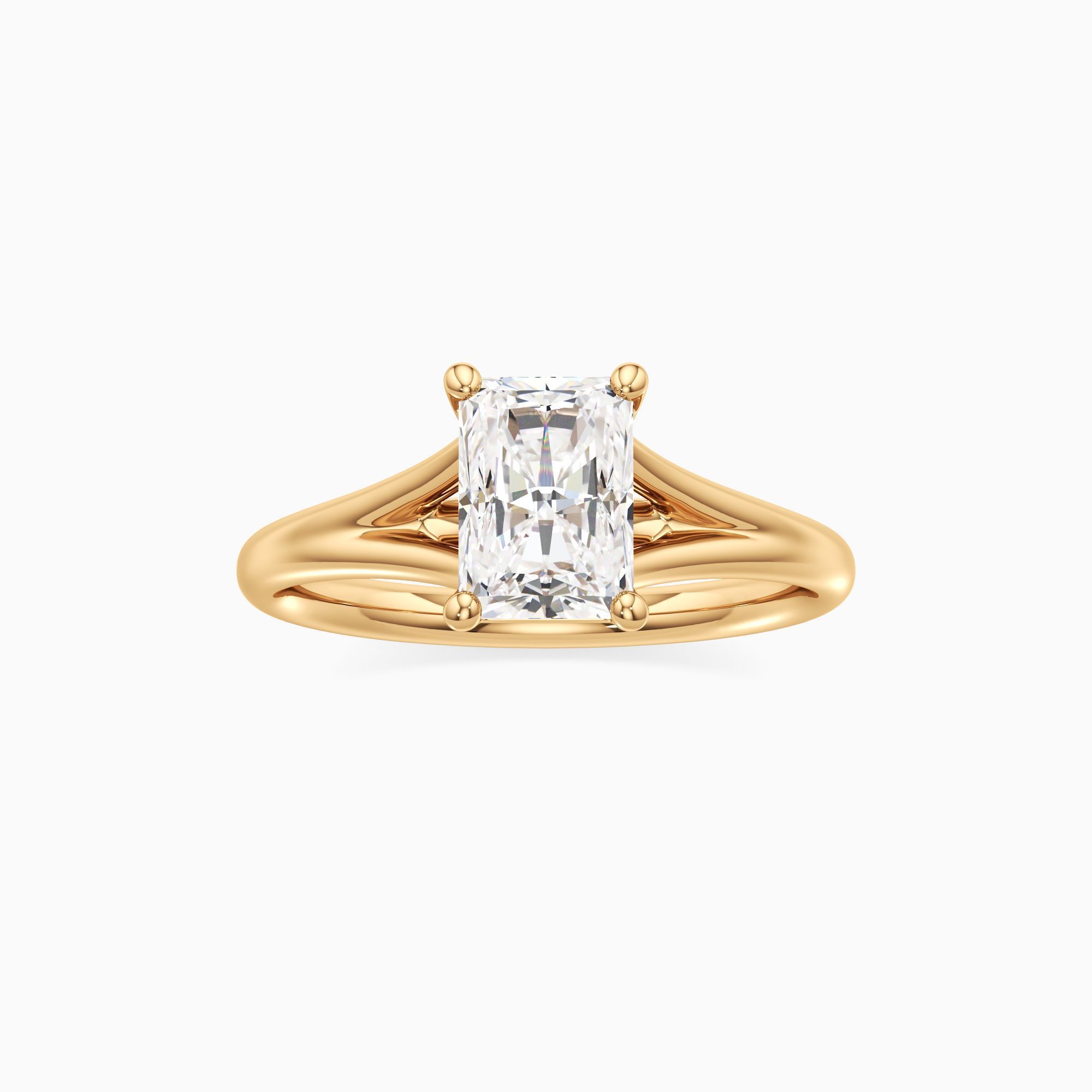 Emma Split Lab Grown Diamond Radiant-Cut Engagement Ring - Through Finger view – Image 3 of 4