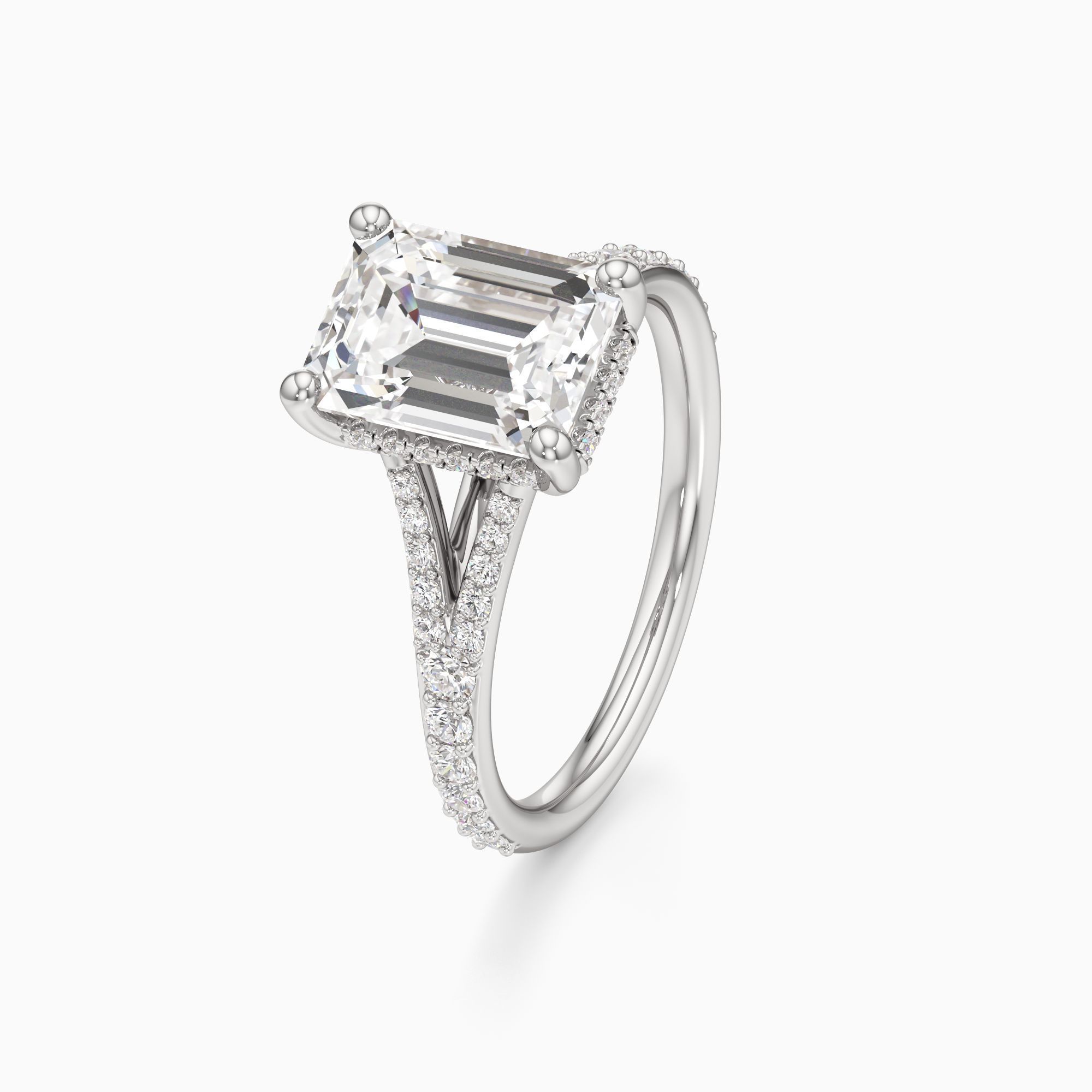 Emma Split Lab Grown Diamond Emerald-Cut Engagement Ring - Primary view – Image 1 of 4