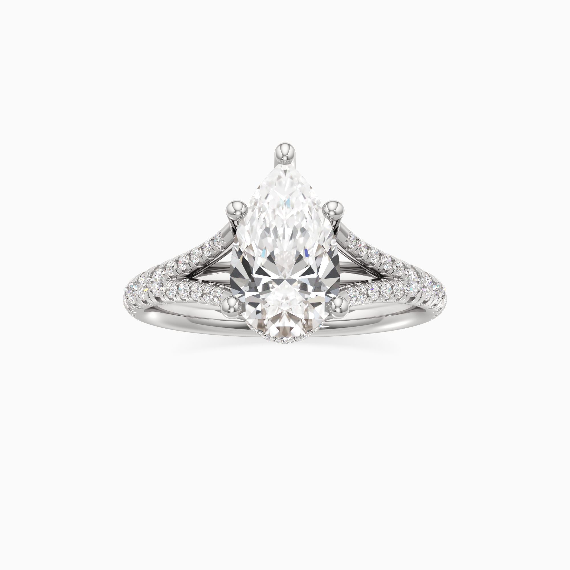Emma Split Lab Grown Diamond Pear-Shaped Engagement Ring - Through Finger view – Image 3 of 4