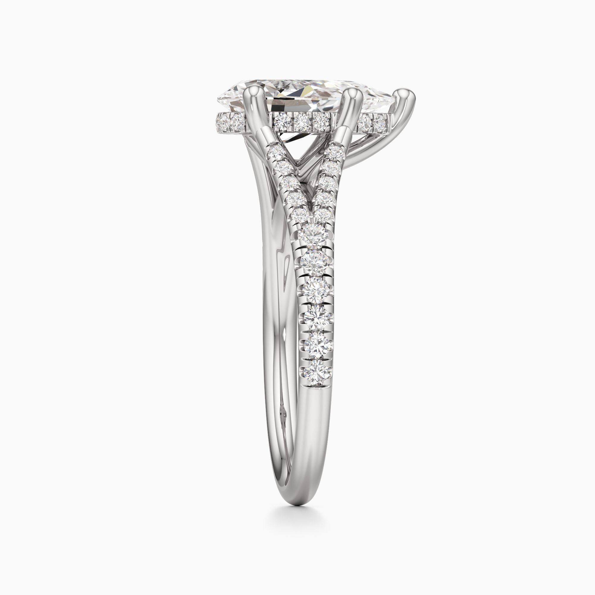 Emma Split Lab Grown Diamond Pear-Shaped Engagement Ring - Side view – Image 4 of 4