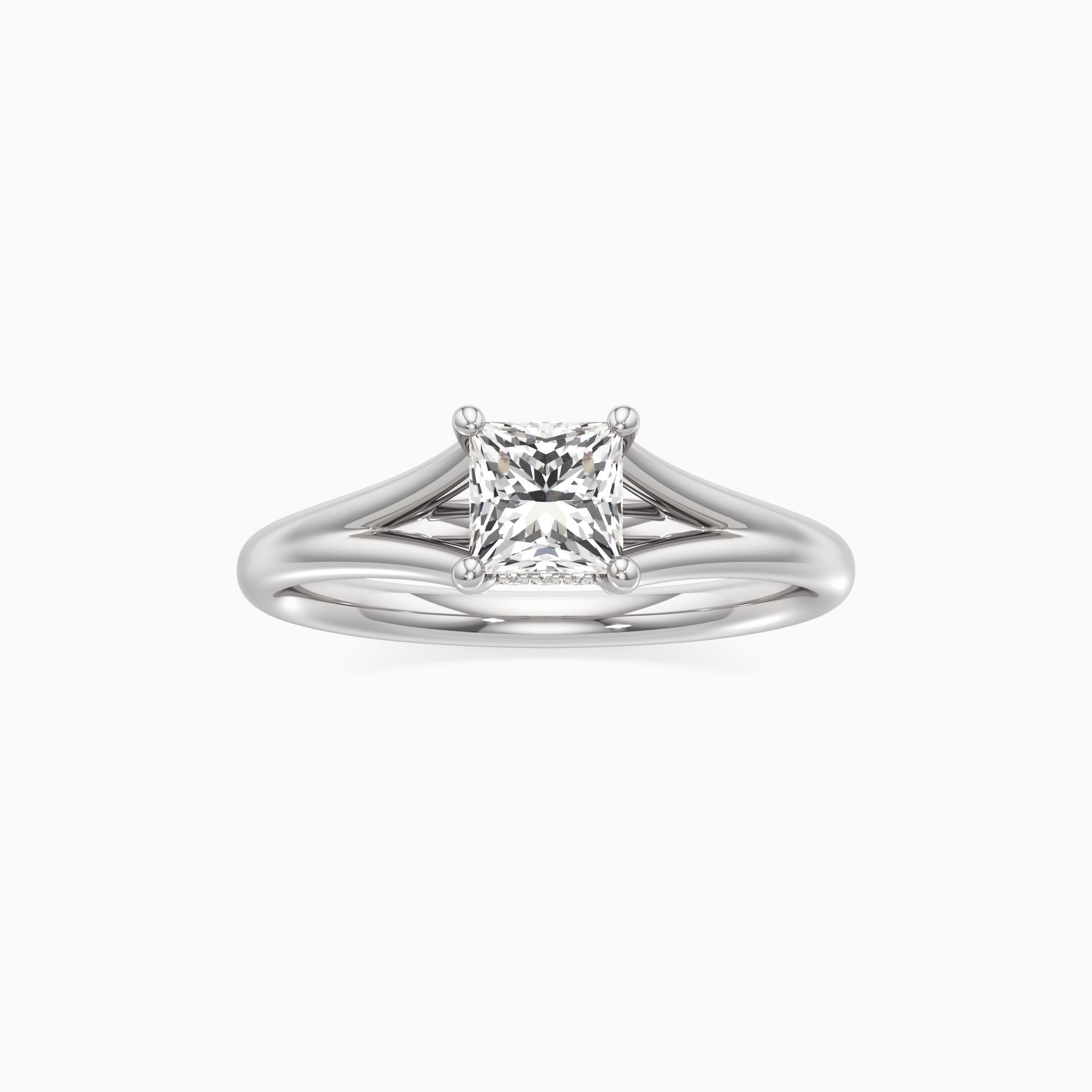 Emma Split Lab Grown Diamond Princess-Cut Engagement Ring - Through Finger view – Image 3 of 4