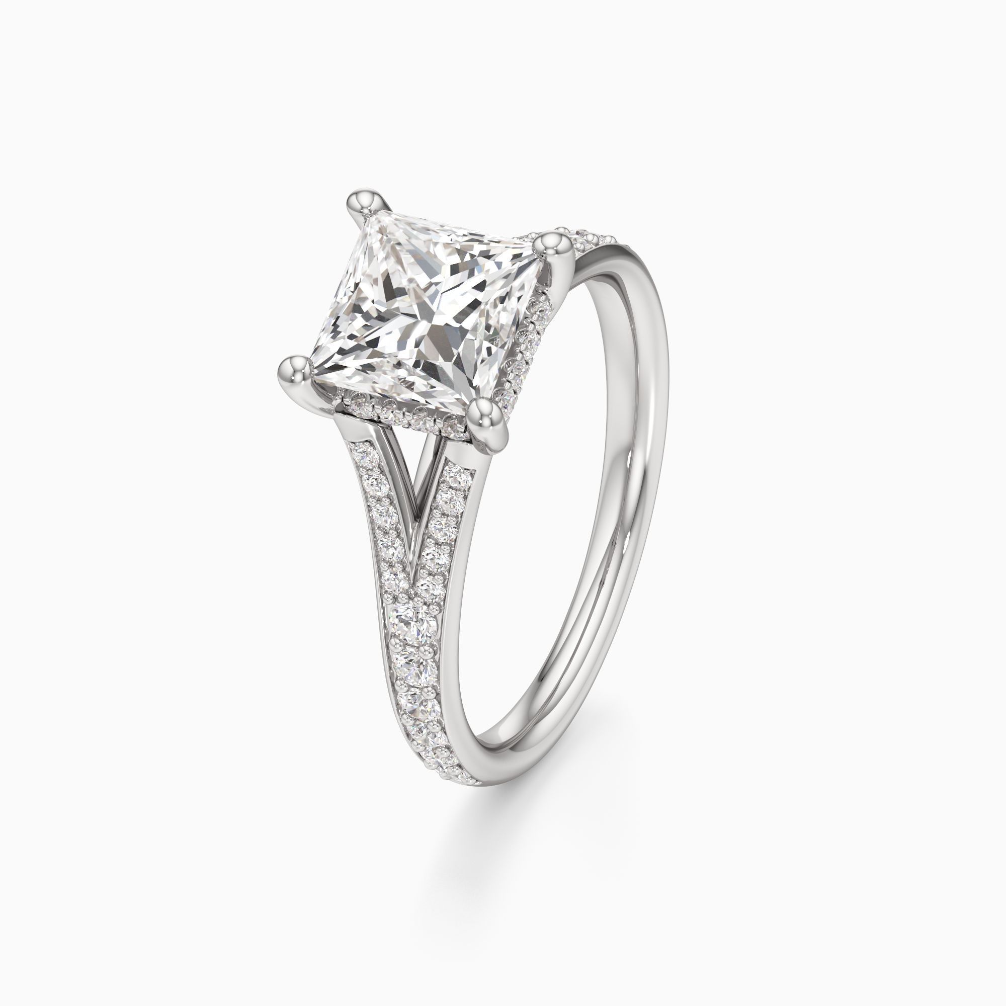 Emma Split Natural Diamond Princess-Cut Engagement Ring - Primary view – Image 1 of 4