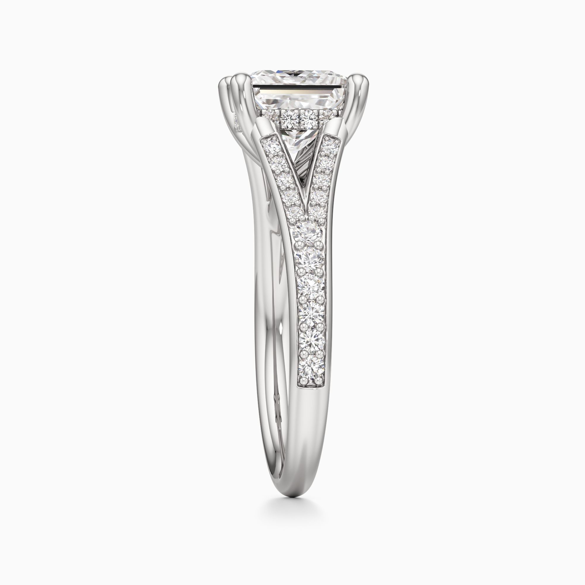 Emma Split Natural Diamond Princess-Cut Engagement Ring - Side view – Image 4 of 4