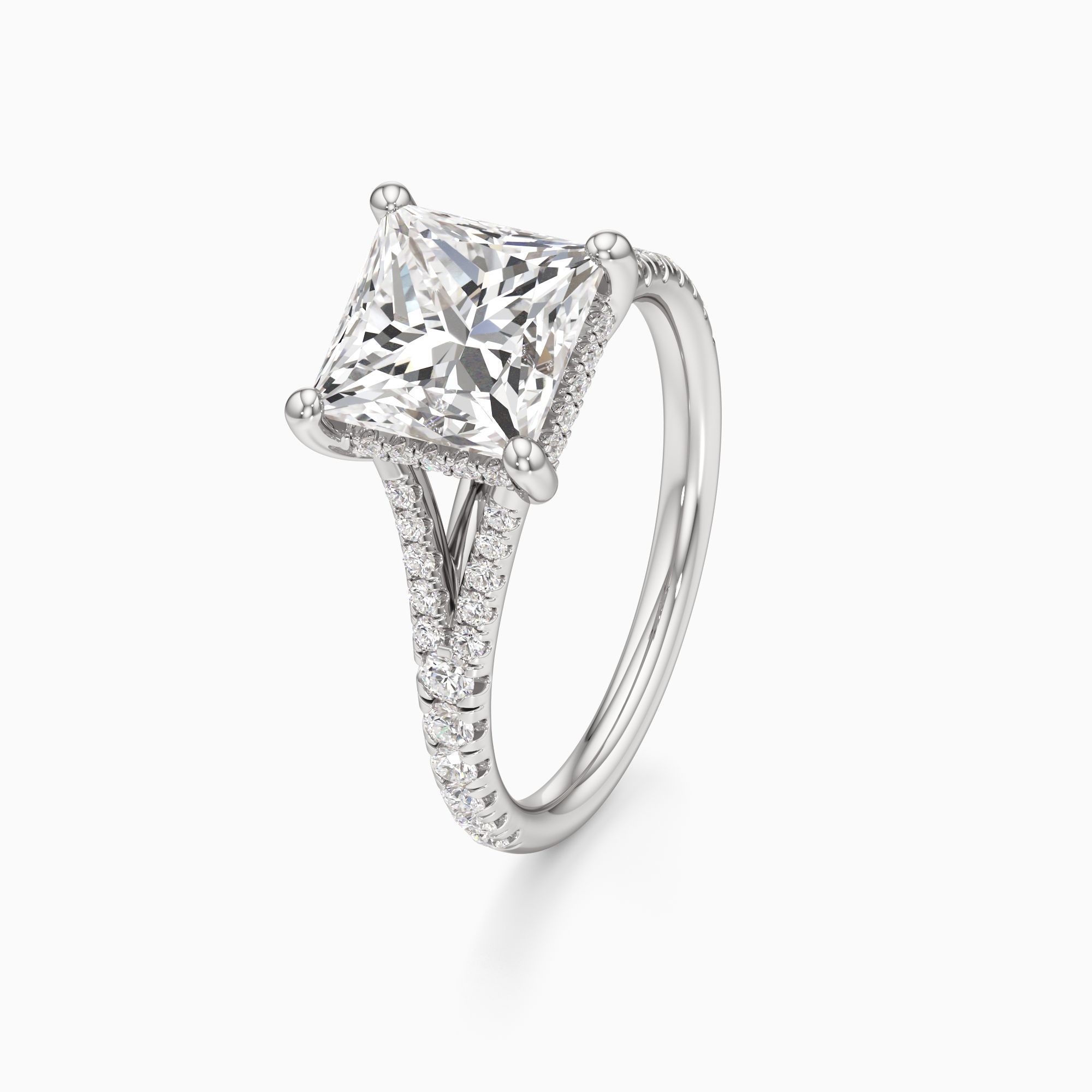 Emma Split Natural Diamond Princess-Cut Engagement Ring - Primary view – Image 1 of 4