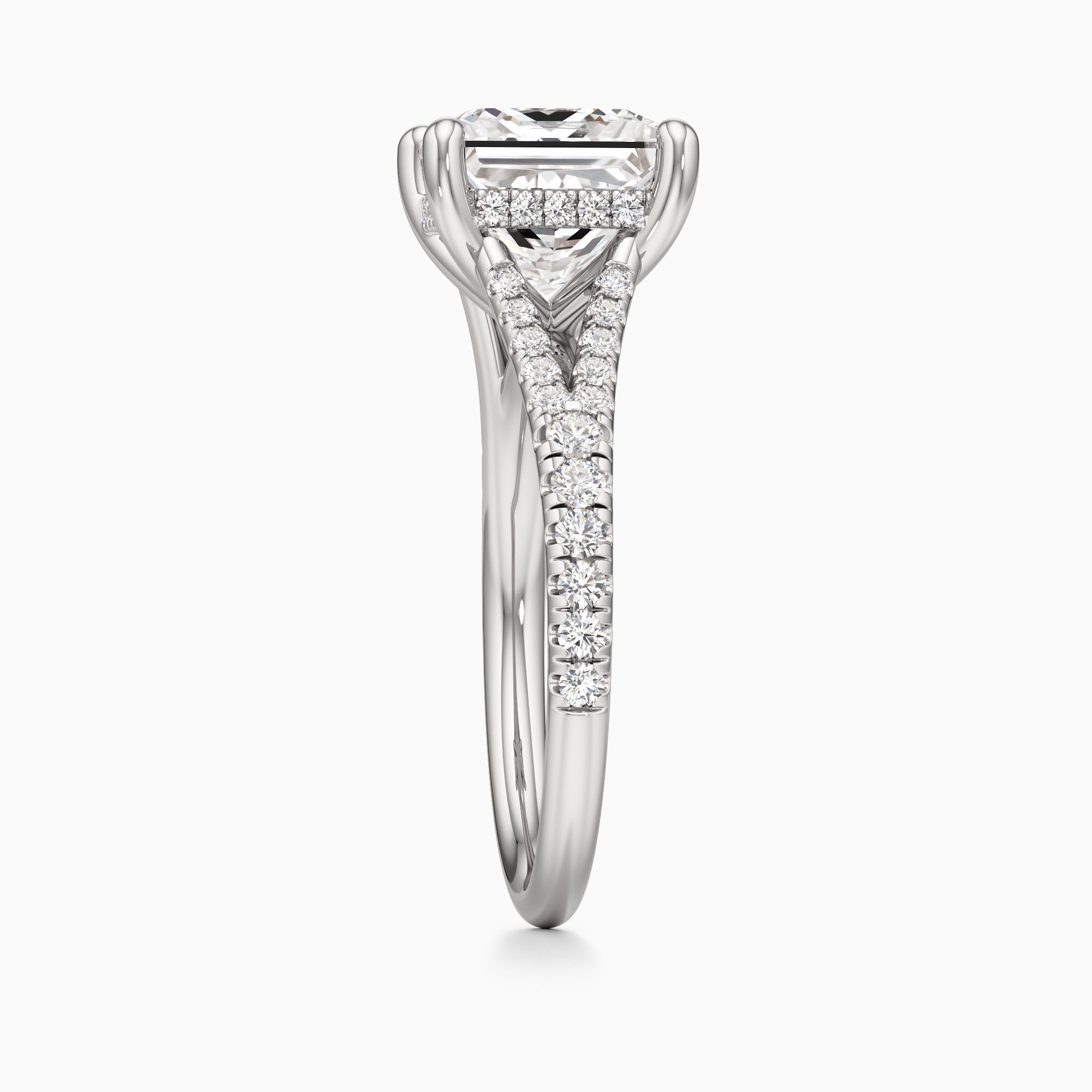 Emma Split Natural Diamond Princess-Cut Engagement Ring - Side view – Image 4 of 4