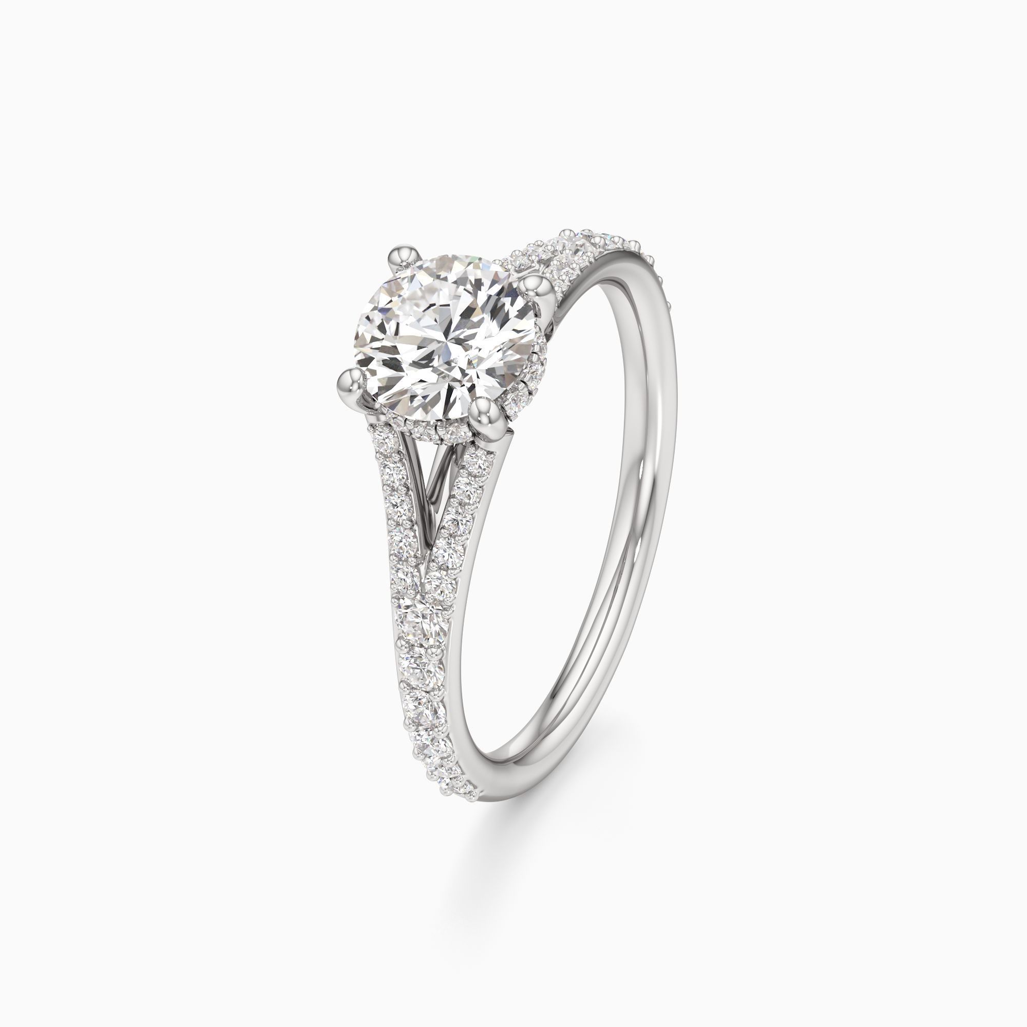 Emma Split Natural Diamond Round Engagement Ring - Primary view – Image 1 of 4