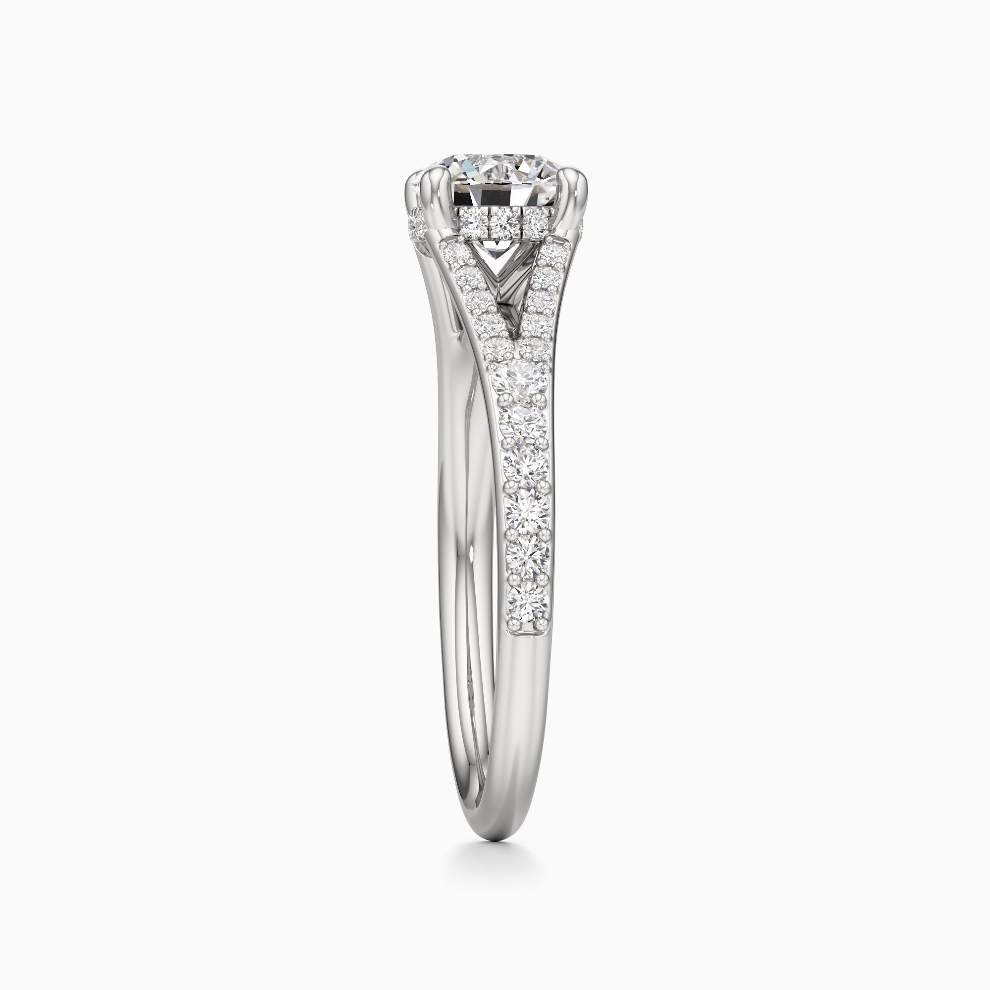 Emma Split Natural Diamond Round Engagement Ring - Side view – Image 4 of 4