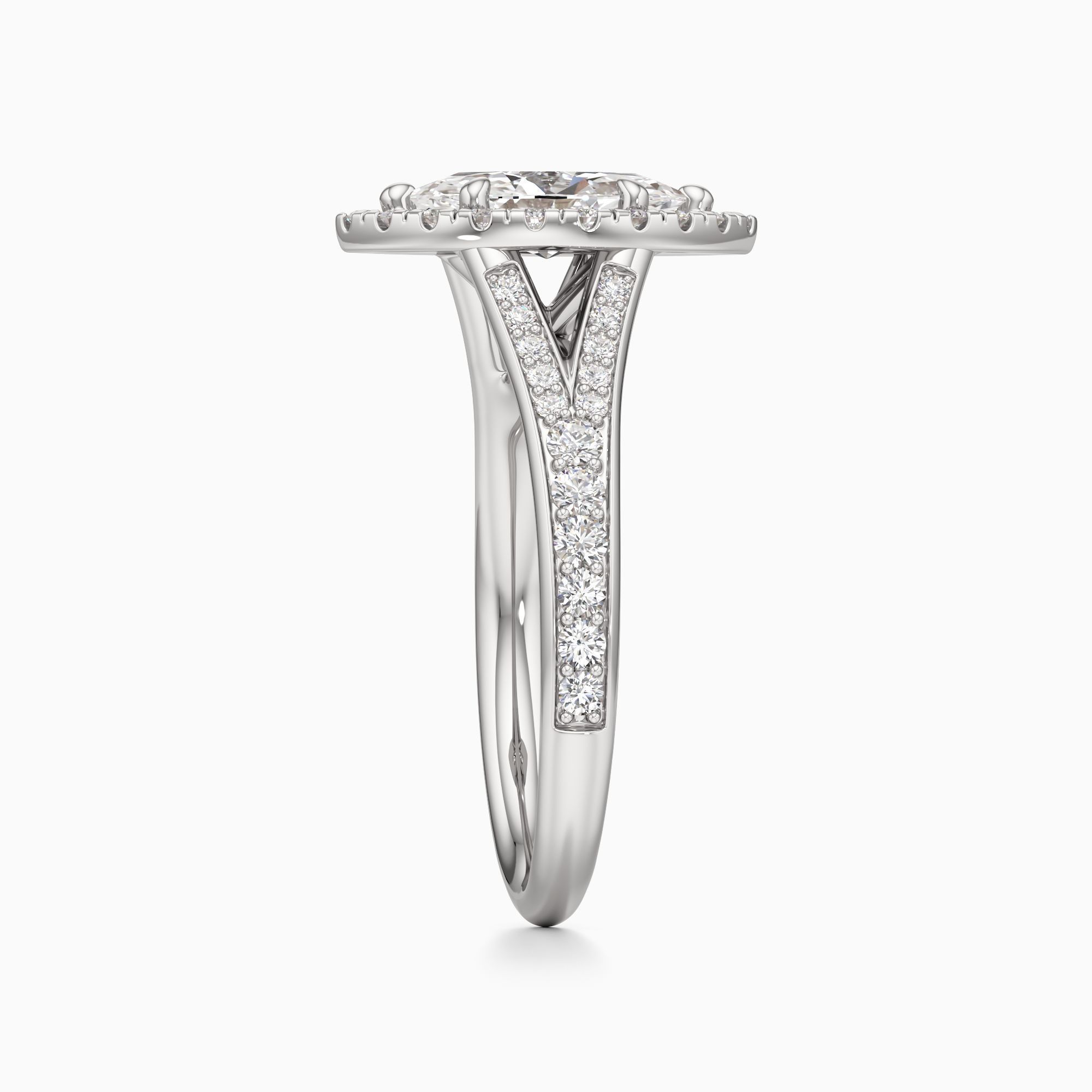Emma Split Natural Diamond Marquise-Cut Engagement Ring - Side view – Image 4 of 4