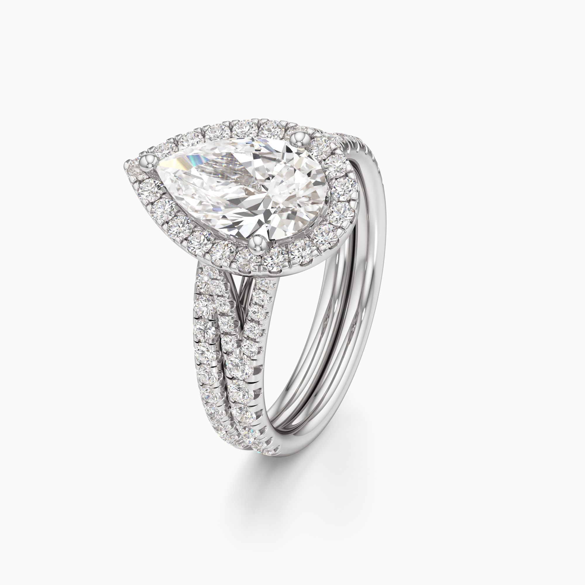 Emma Split Natural Diamond Pear-Shaped Engagement Ring with Wedding Band - Primary view – Image 1 of 4