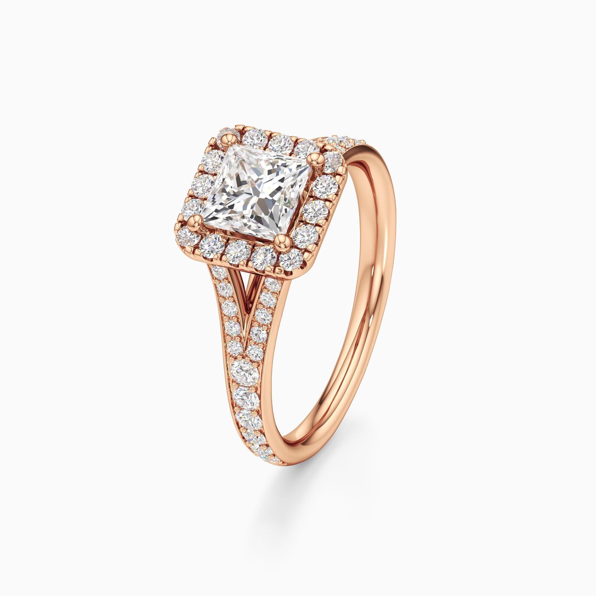 Emma Split Natural Diamond Princess-Cut Engagement Ring - Primary view – Image 1 of 4