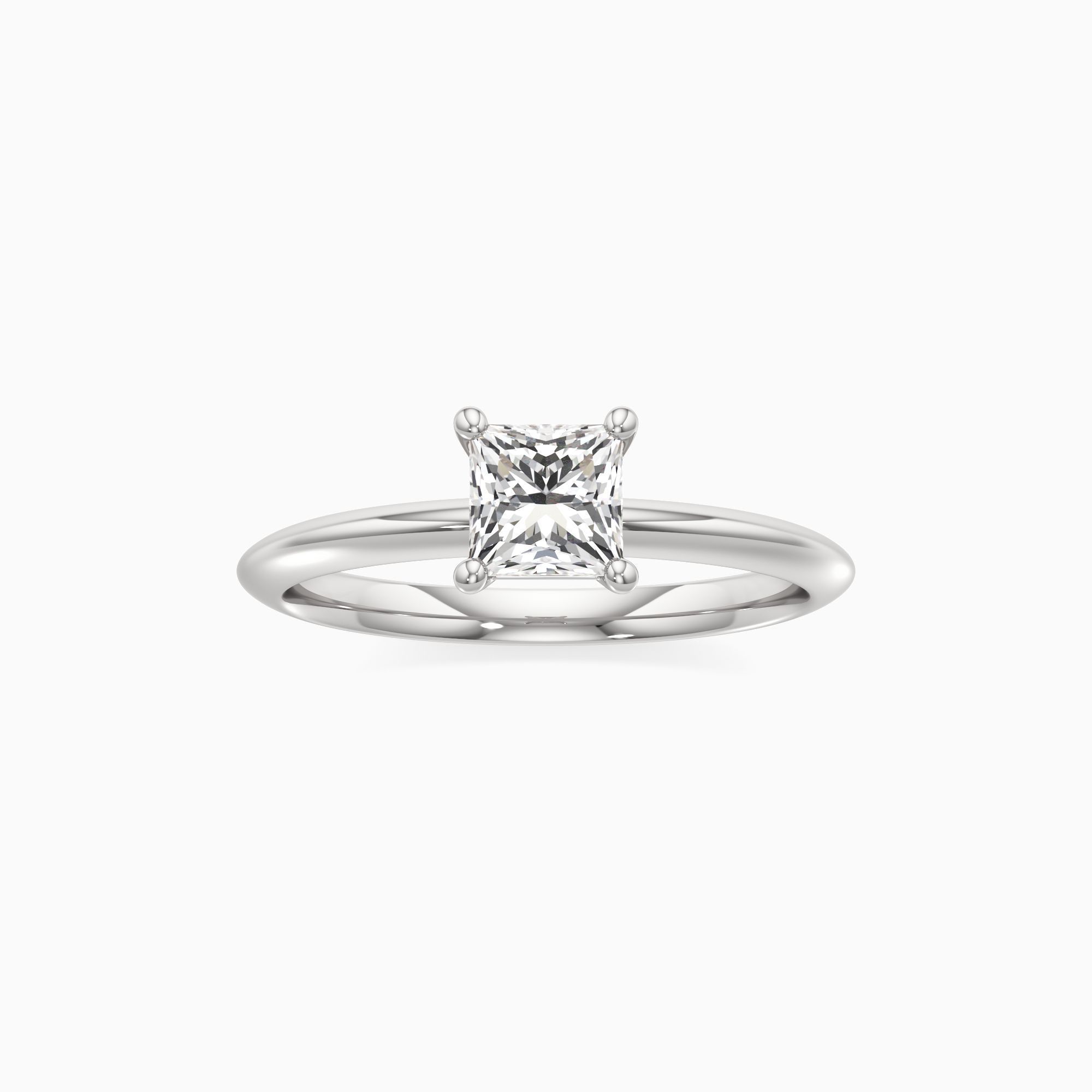 Nell Knife Edge Natural Diamond Princess-Cut Engagement Ring - Through Finger view – Image 3 of 4