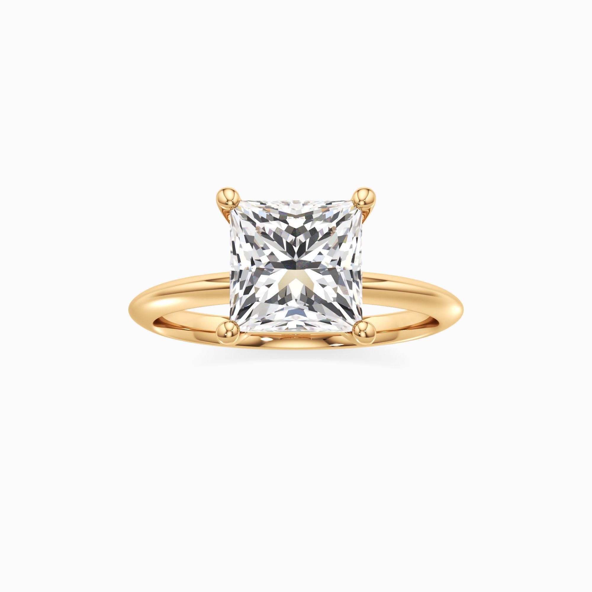Nell Knife Edge Lab Grown Diamond Princess-Cut Engagement Ring - Through Finger view – Image 3 of 4