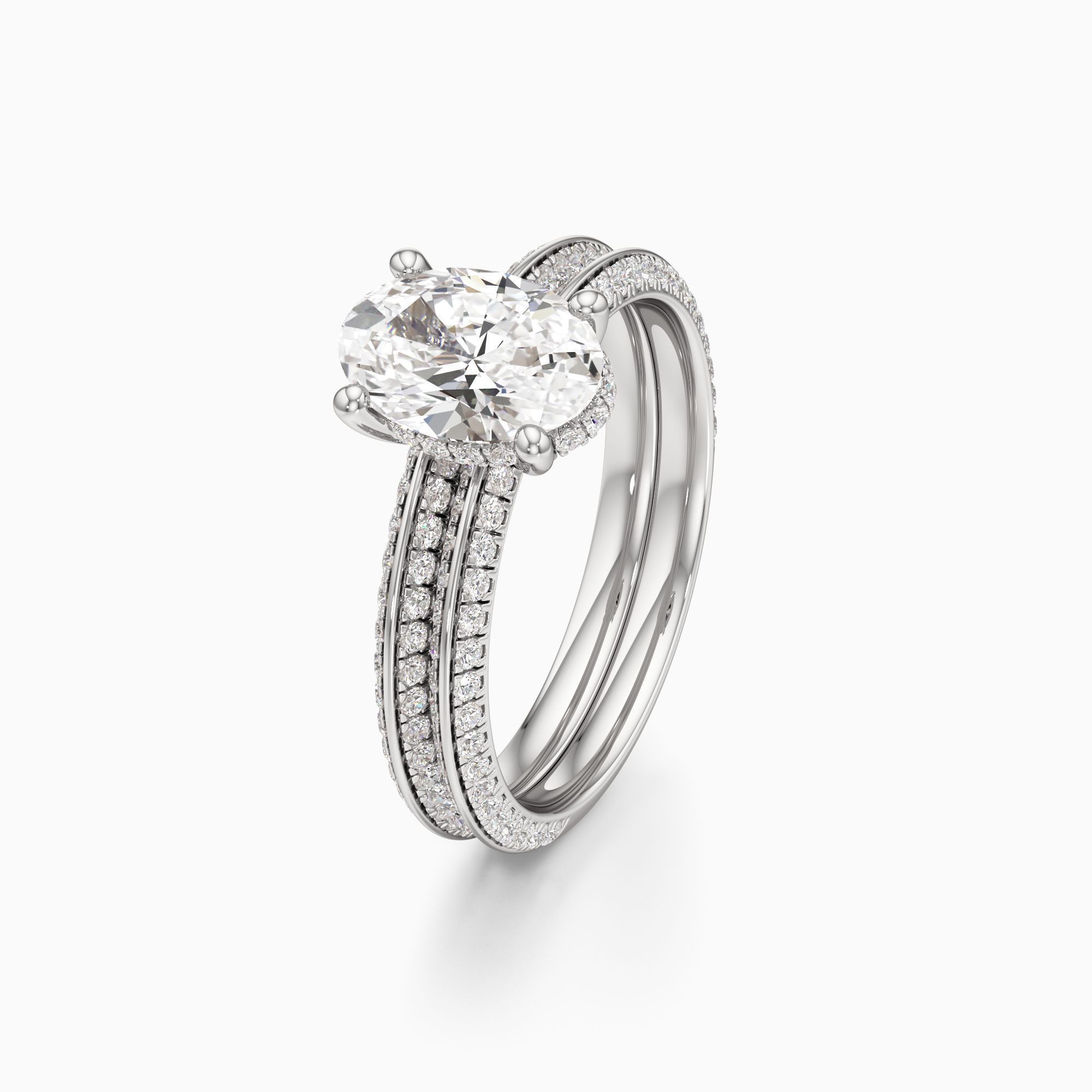 Nell Knife Edge Lab Grown Diamond Oval Engagement Ring with Wedding Band - Primary view – Image 1 of 4