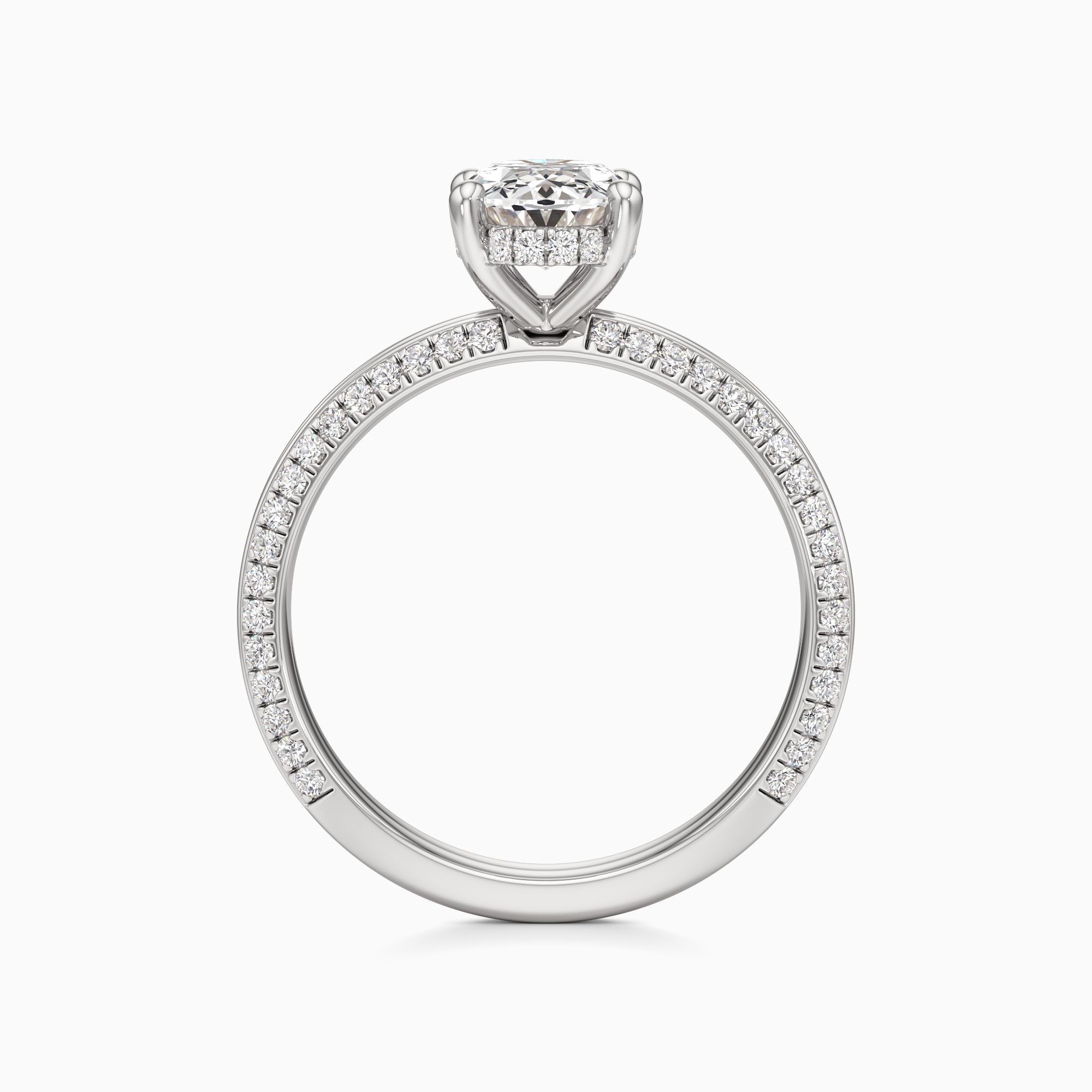 Nell Knife Edge Lab Grown Diamond Oval Engagement Ring with Wedding Band - Top view – Image 2 of 4