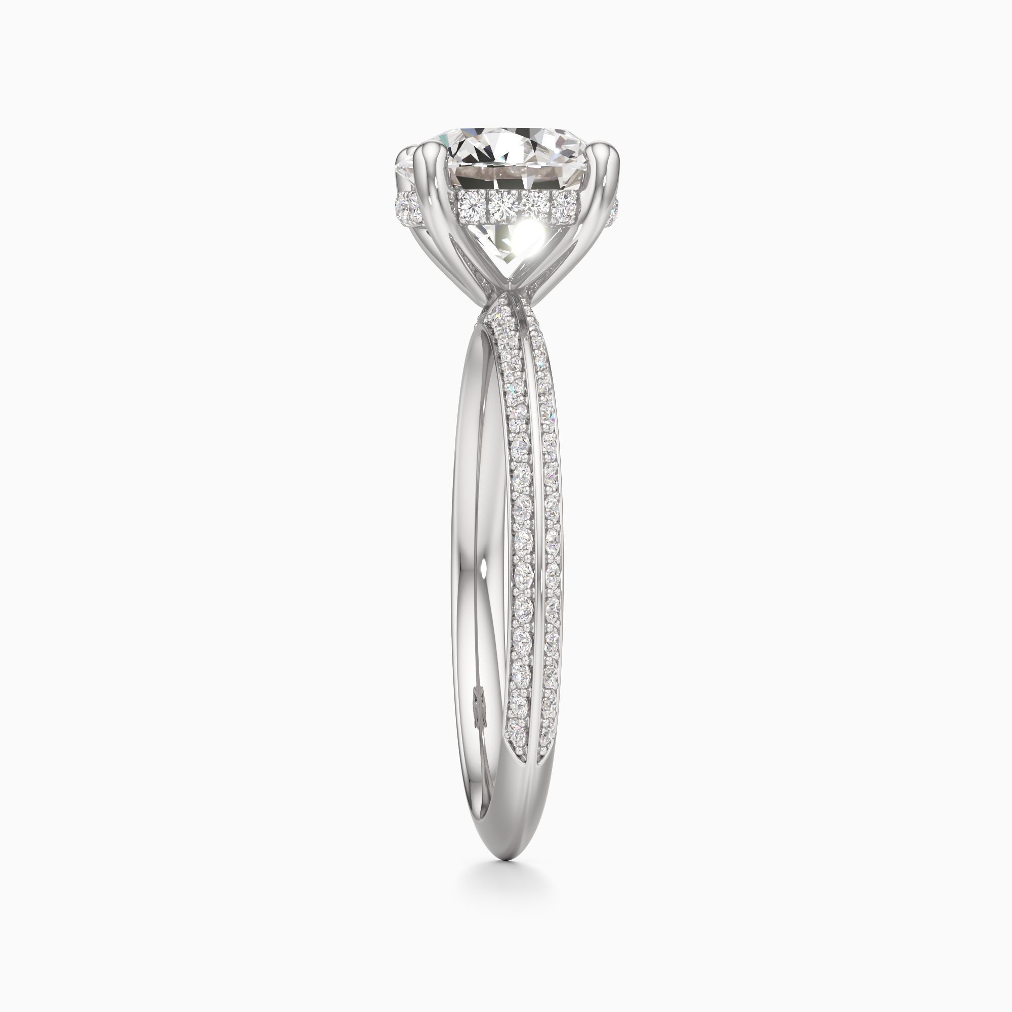 Nell Knife Edge Lab Grown Diamond Round Engagement Ring - Side view – Image 4 of 4