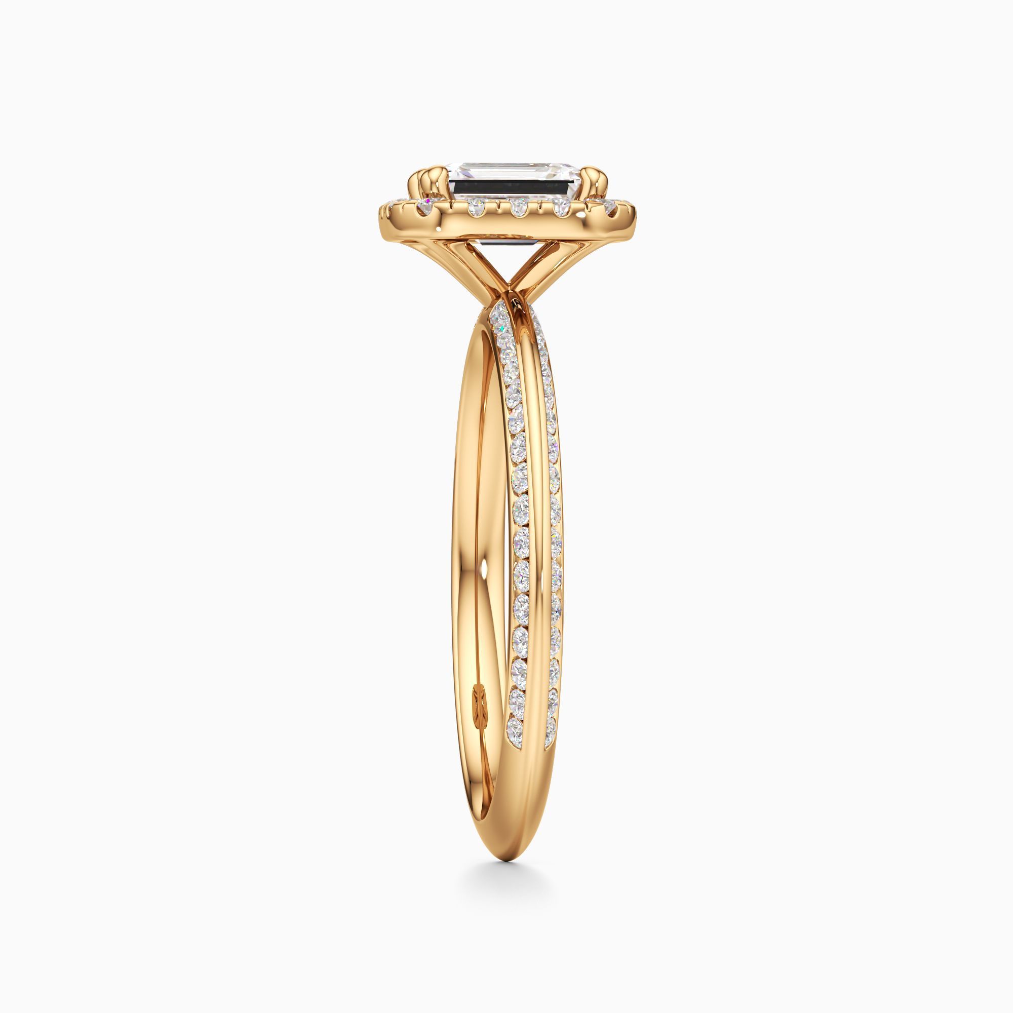 Nell Knife Edge Lab Grown Diamond Emerald-Cut Engagement Ring - Side view – Image 4 of 4