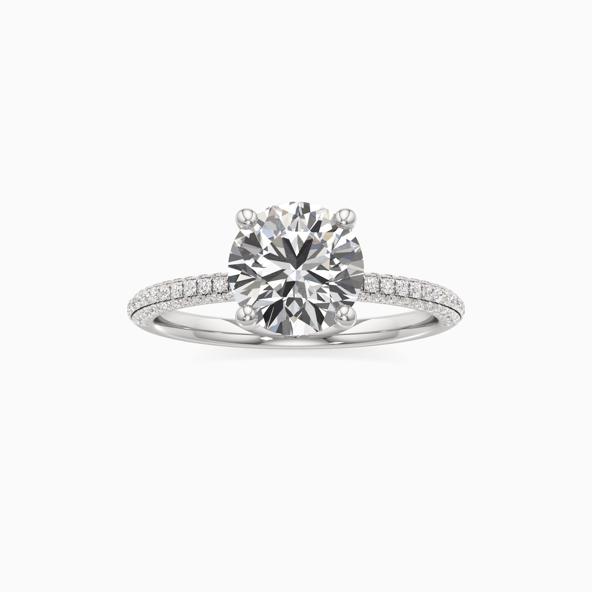 Parker Classic Lab Grown Diamond Round Engagement Ring - Through Finger view – Image 3 of 4