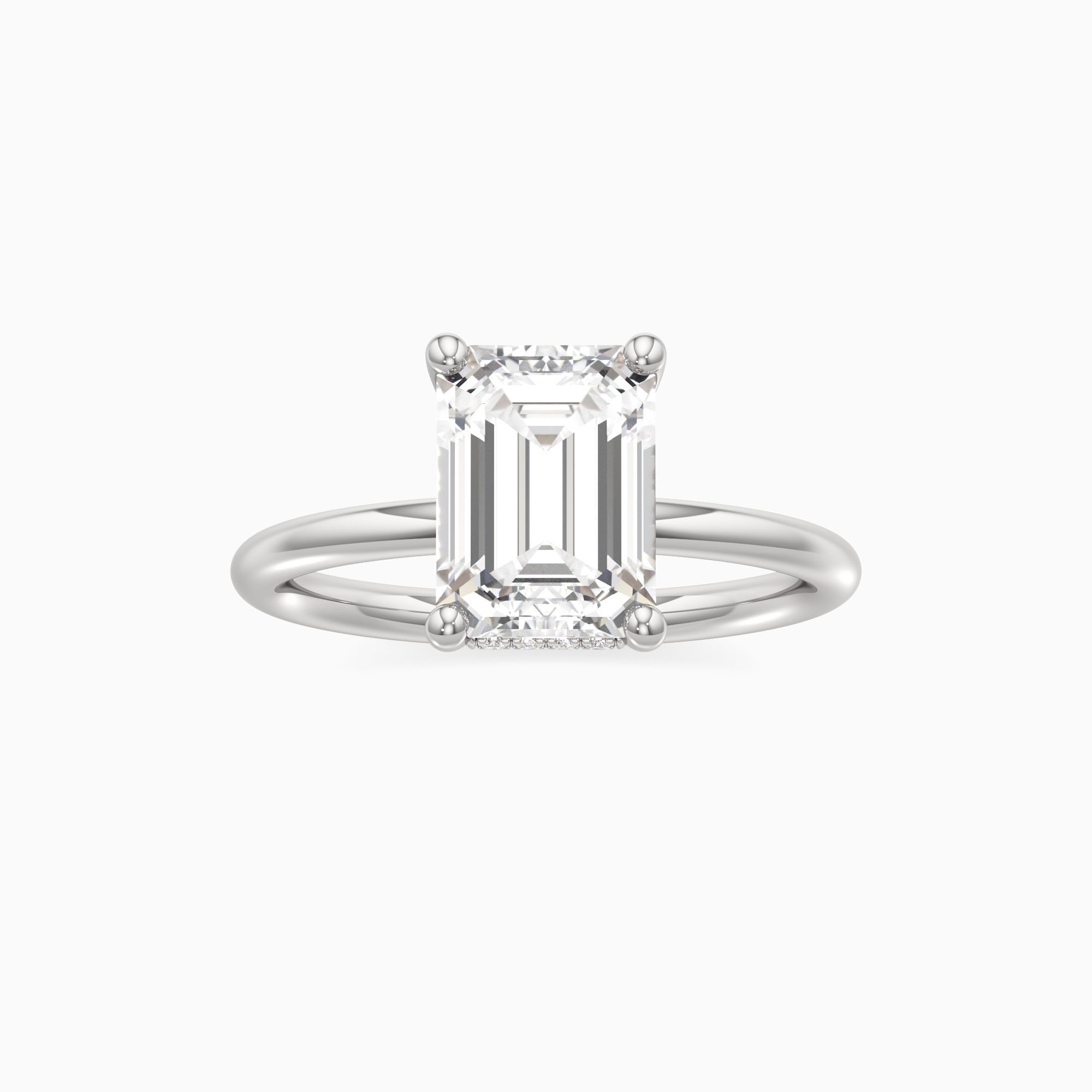 Parker Classic Lab Grown Diamond Emerald-Cut Engagement Ring - Through Finger view – Image 3 of 4