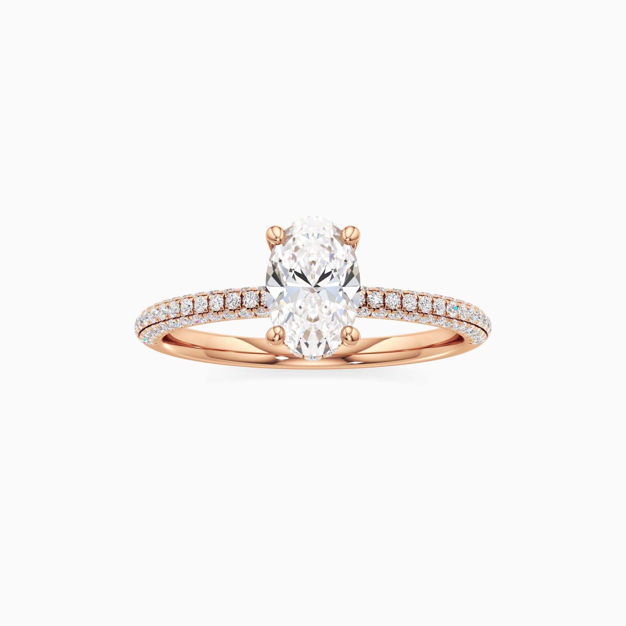 Parker Classic Natural Diamond Oval Engagement Ring - Through Finger view – Image 3 of 4