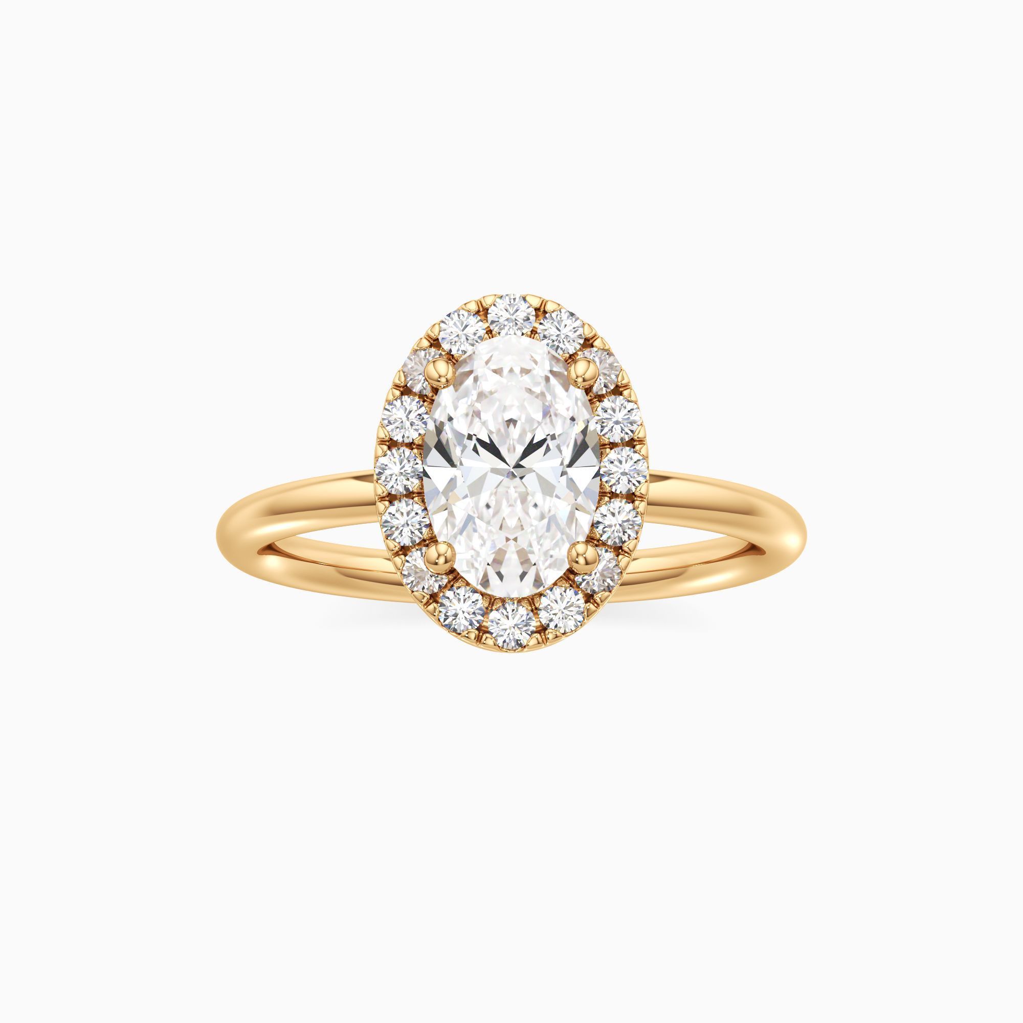 Parker Classic Lab Grown Diamond Oval Engagement Ring - Through Finger view – Image 3 of 4