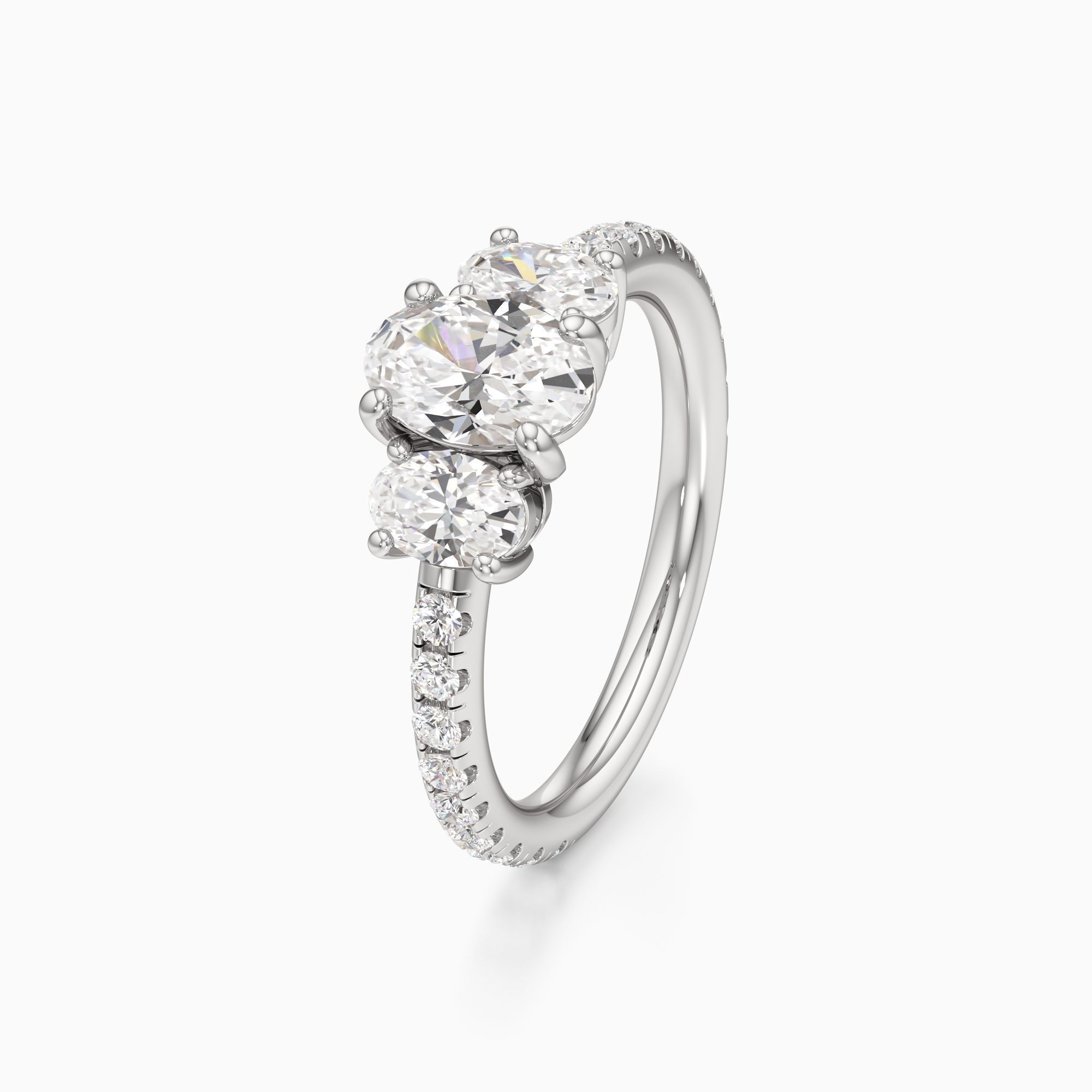Stella Three Stone Lab Grown Diamond Oval Engagement Ring - Primary view – Image 1 of 4