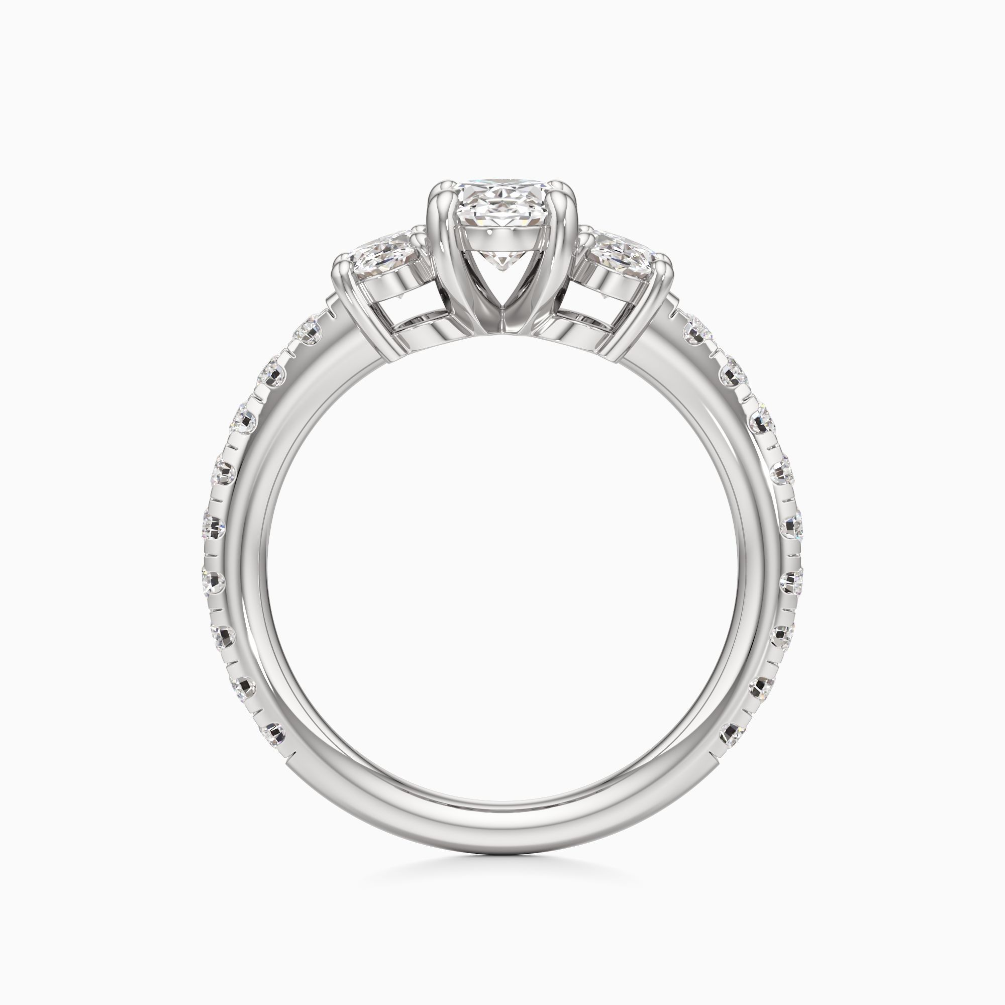 Stella Three Stone Lab Grown Diamond Oval Engagement Ring - Top view – Image 2 of 4