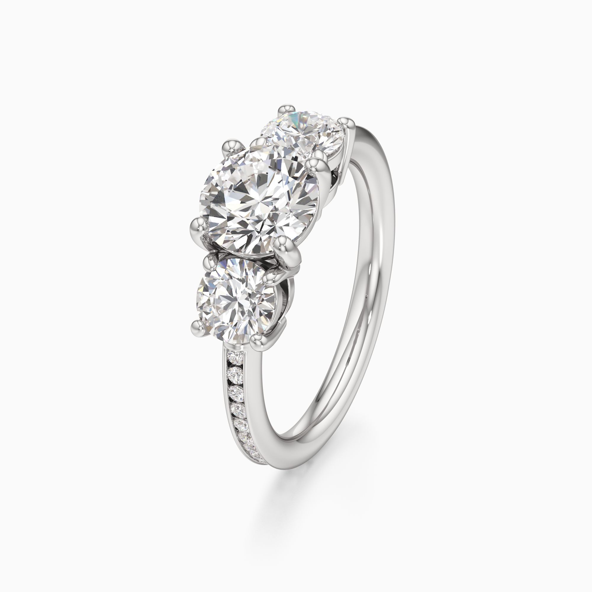 Stella Three Stone Lab Grown Diamond Round Engagement Ring - Primary view – Image 1 of 4