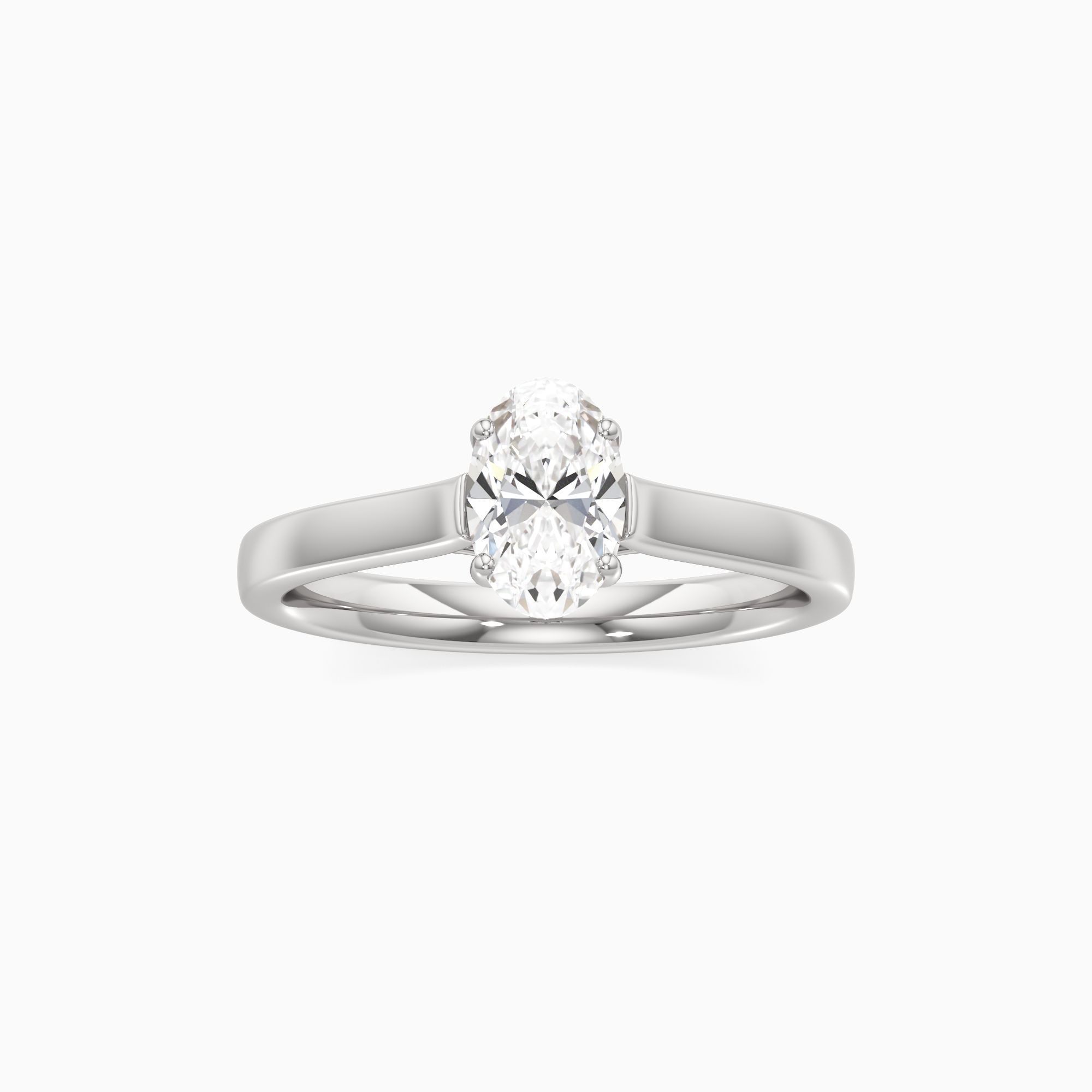 Evie Lab Grown Diamond Oval Engagement Ring - Through Finger view – Image 3 of 4