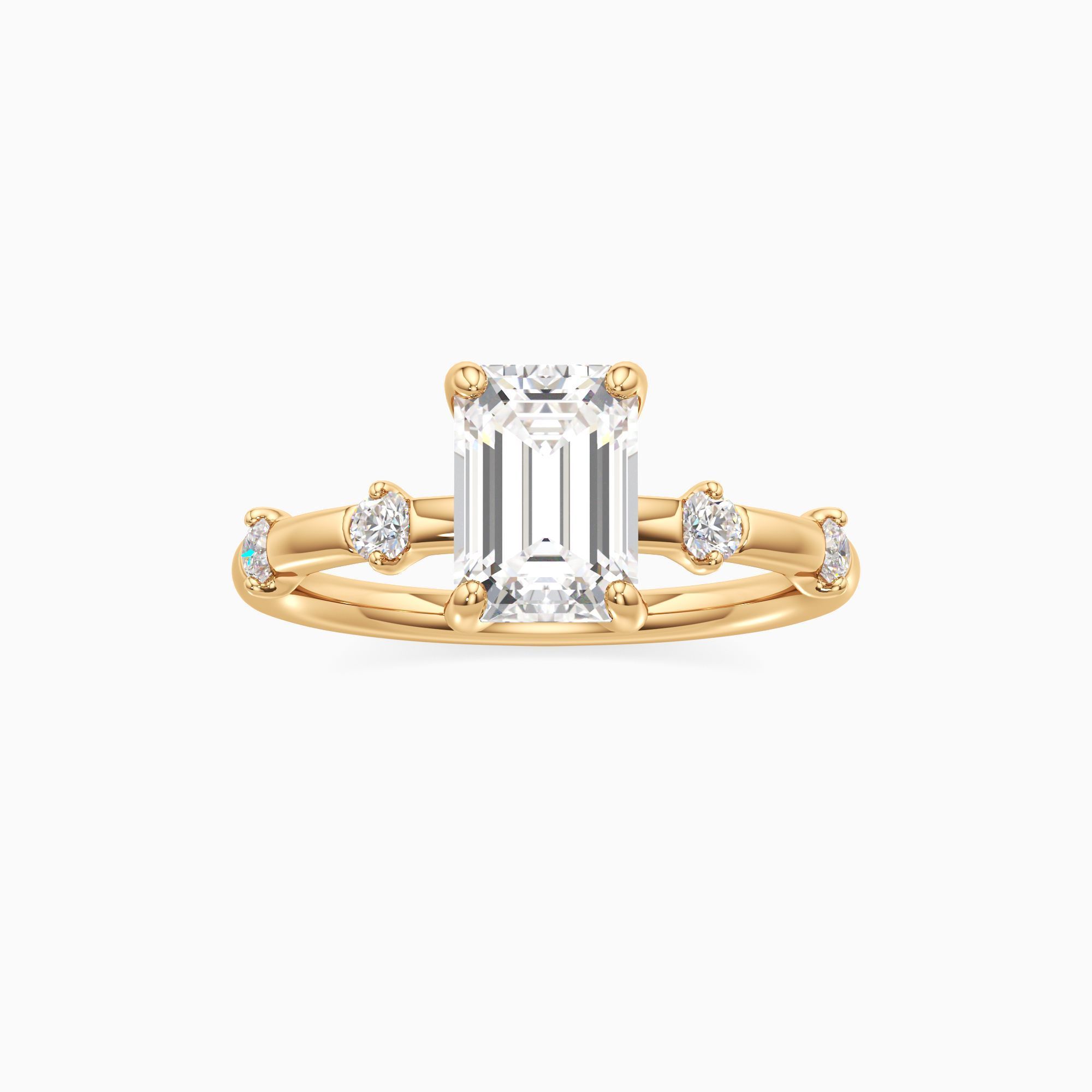 Mariah Lab Grown Diamond Emerald-Cut Engagement Ring - Through Finger view – Image 3 of 4